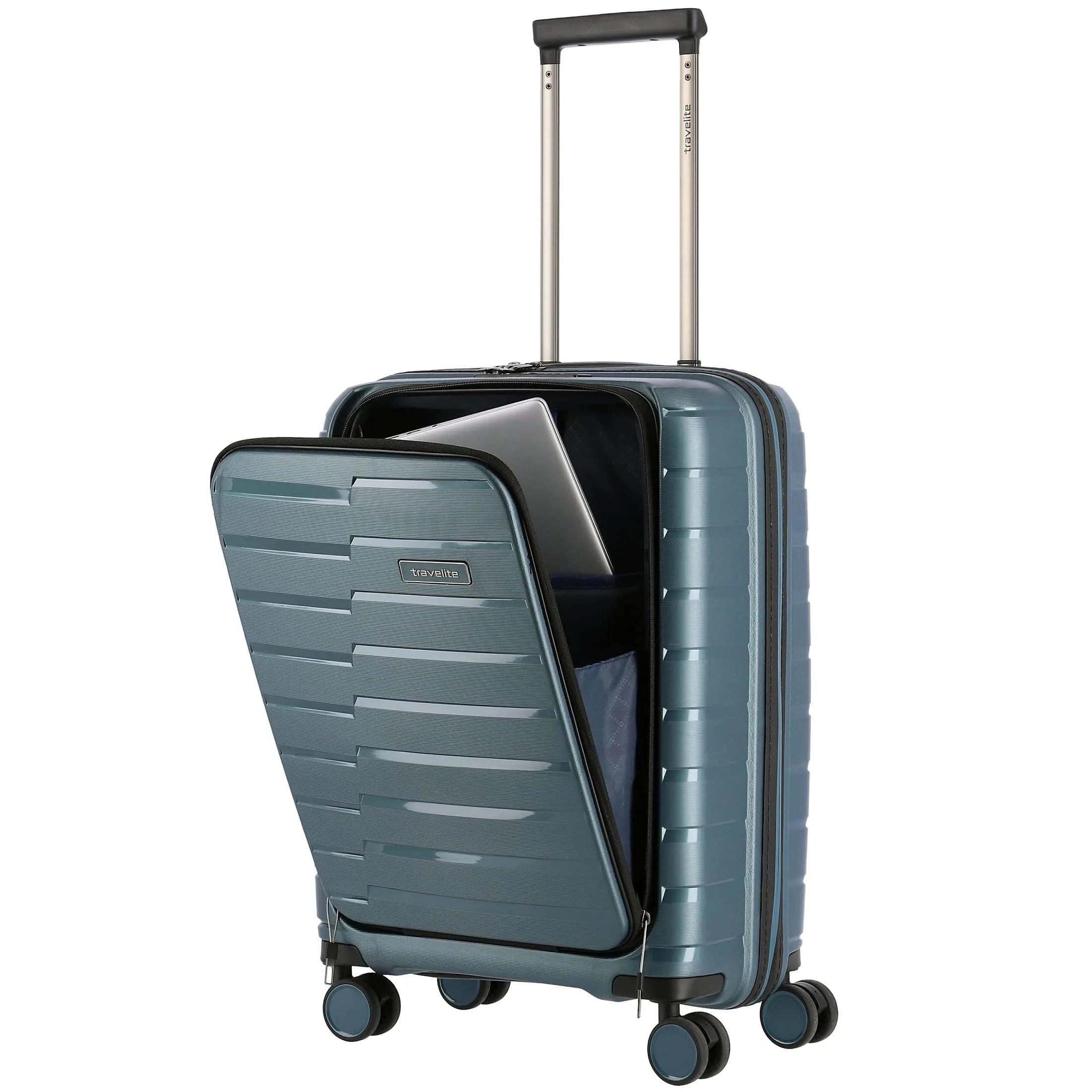 Travelite Air Base 4-Rollen Kabinentrolley mit Vortasche 55 cm - Champagner