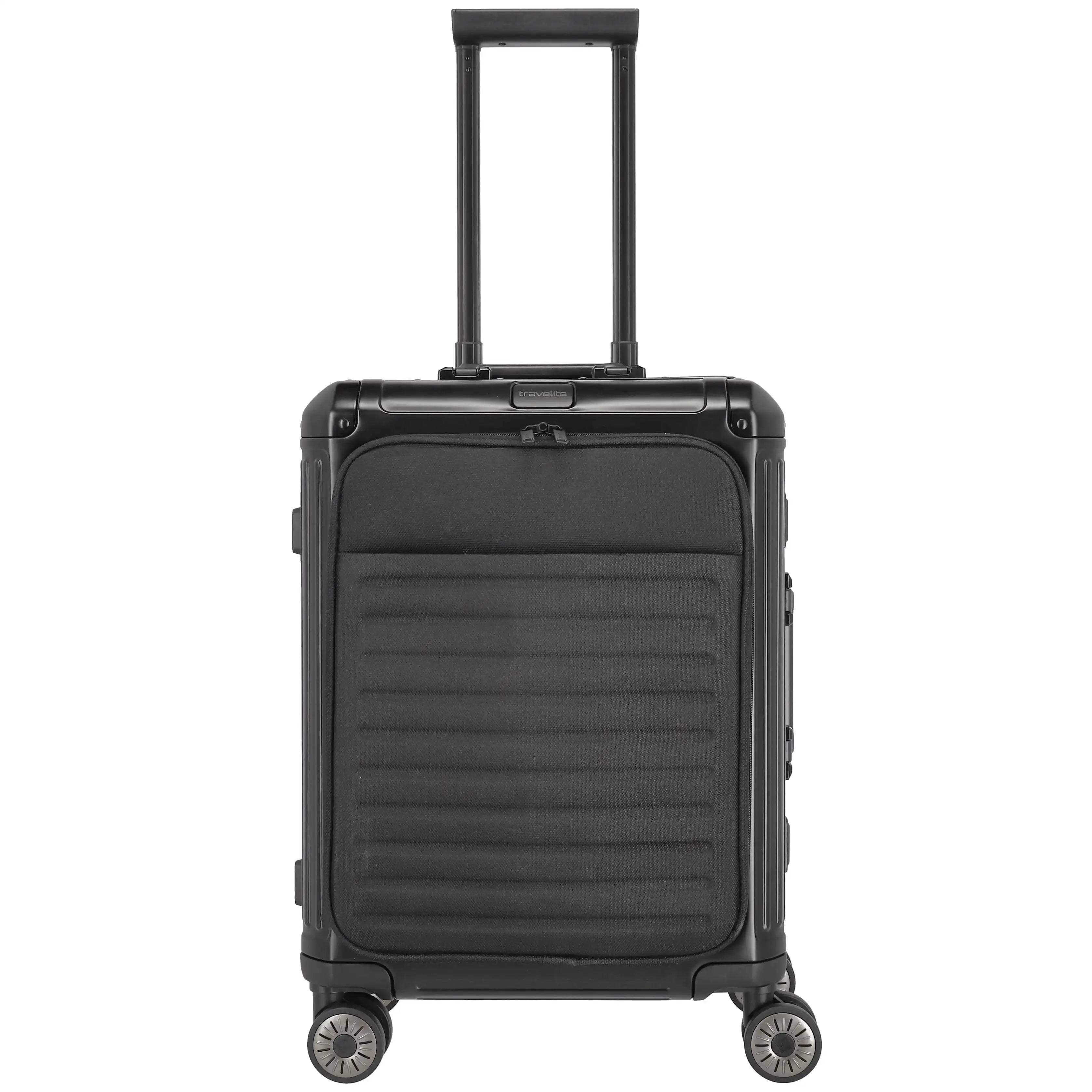 Travelite Next 4-Rollen Kabinentrolley mit Vortasche 55 cm - Schwarz