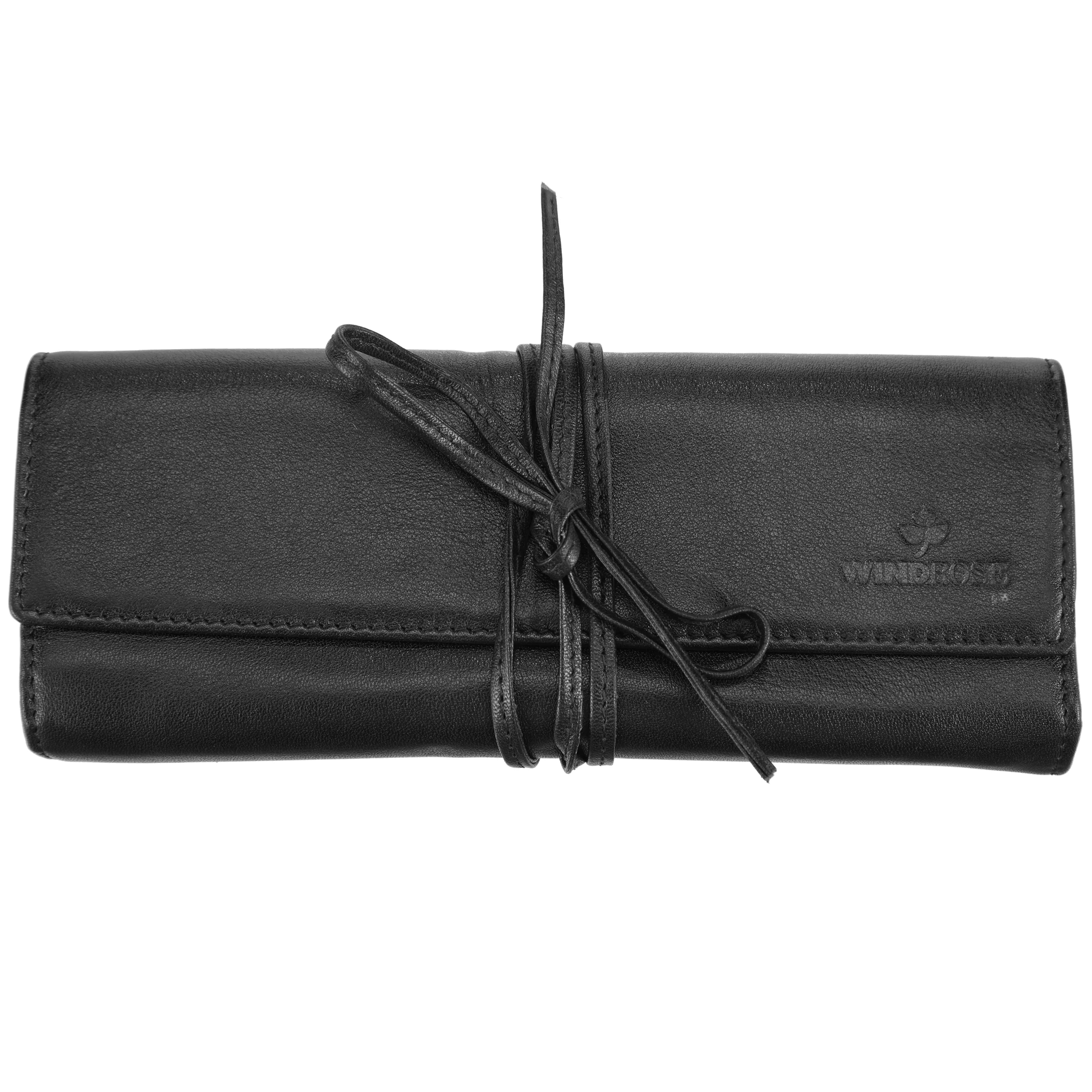 Windrose Nappa Jewelry Roll 21 cm - black