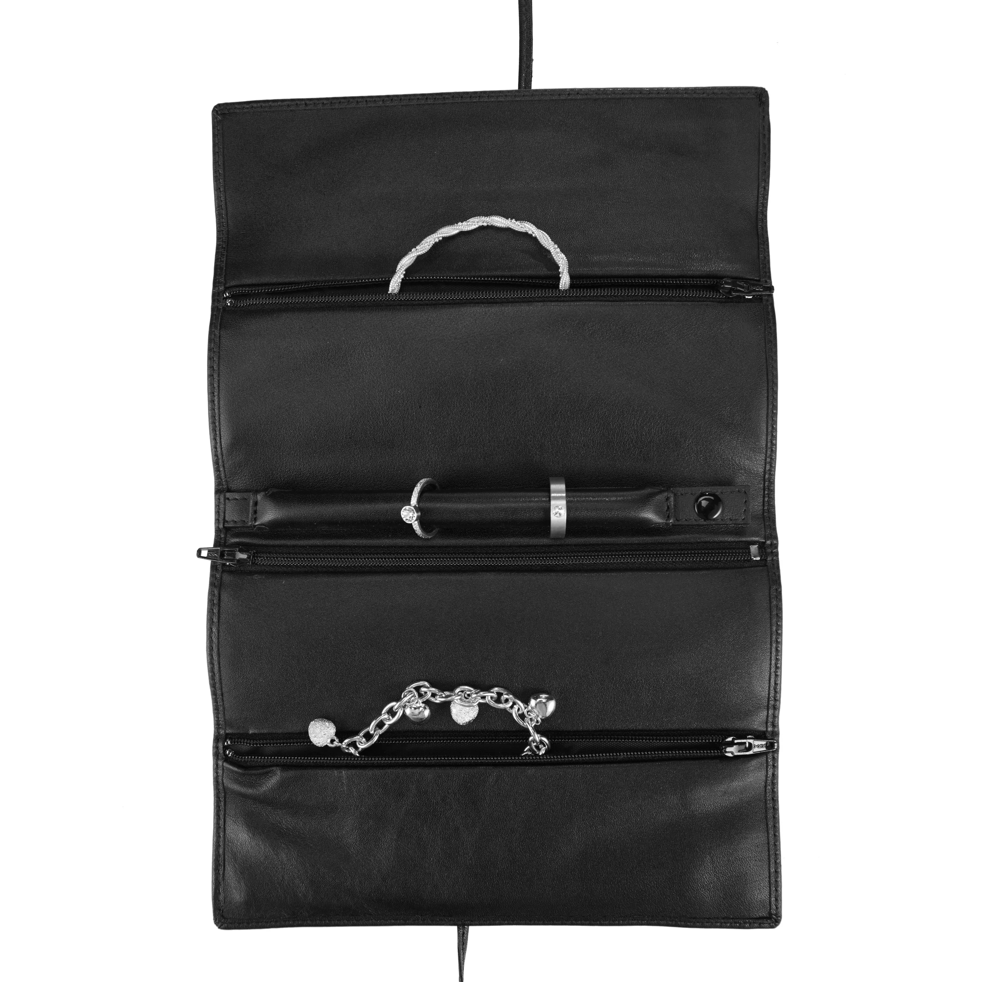 Windrose Nappa Jewelry Roll 21 cm - black