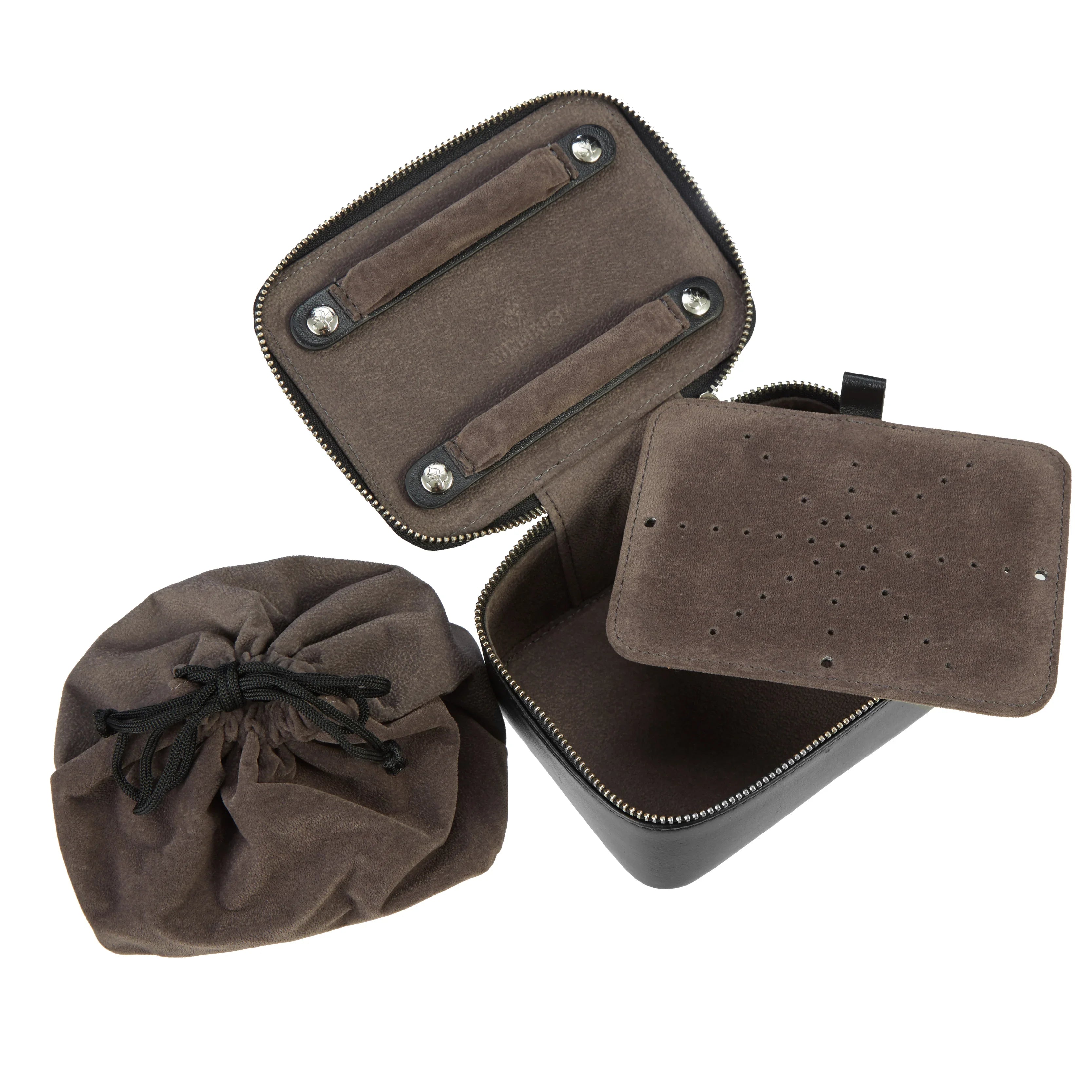 Windrose Nappa small jewelry case 15 cm - black