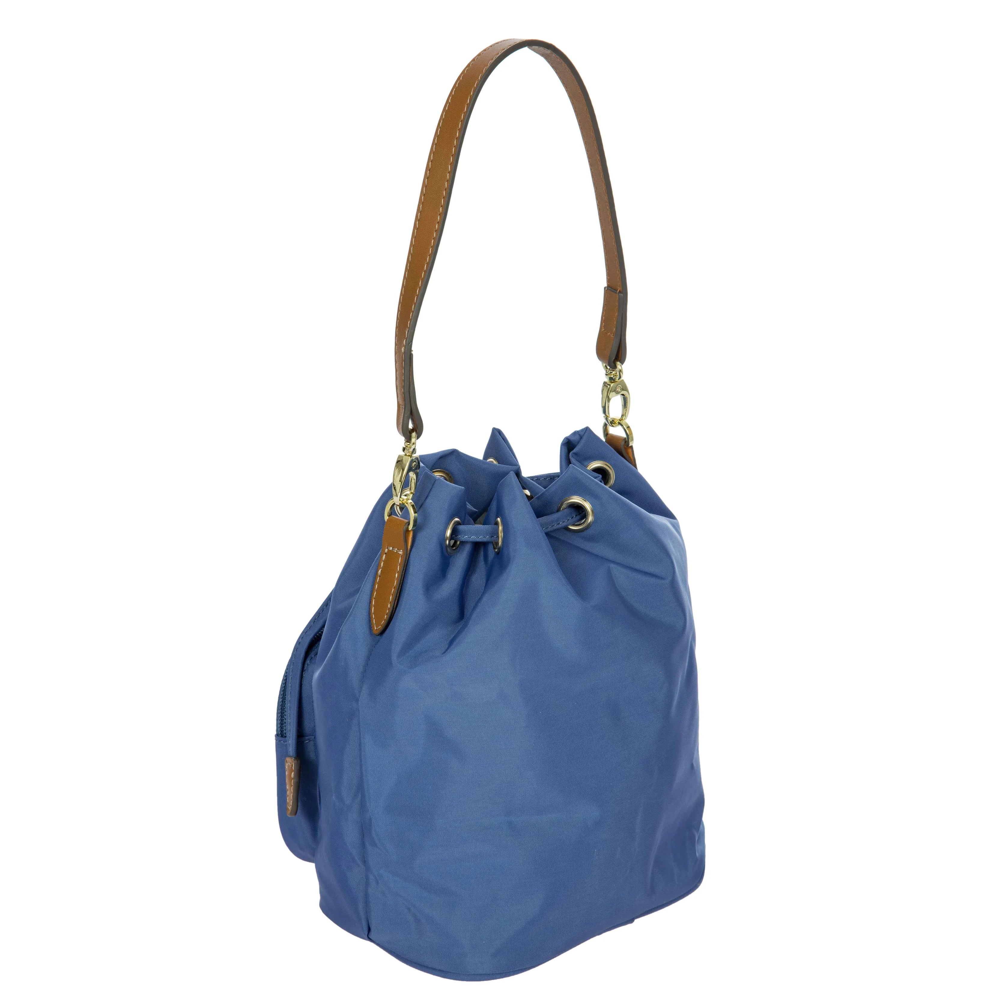 Brics X-Bag Secchiello Tasche 20 cm in Blau - Seitenansicht zeigt Beuteltaschen-Design mit Lederdetails