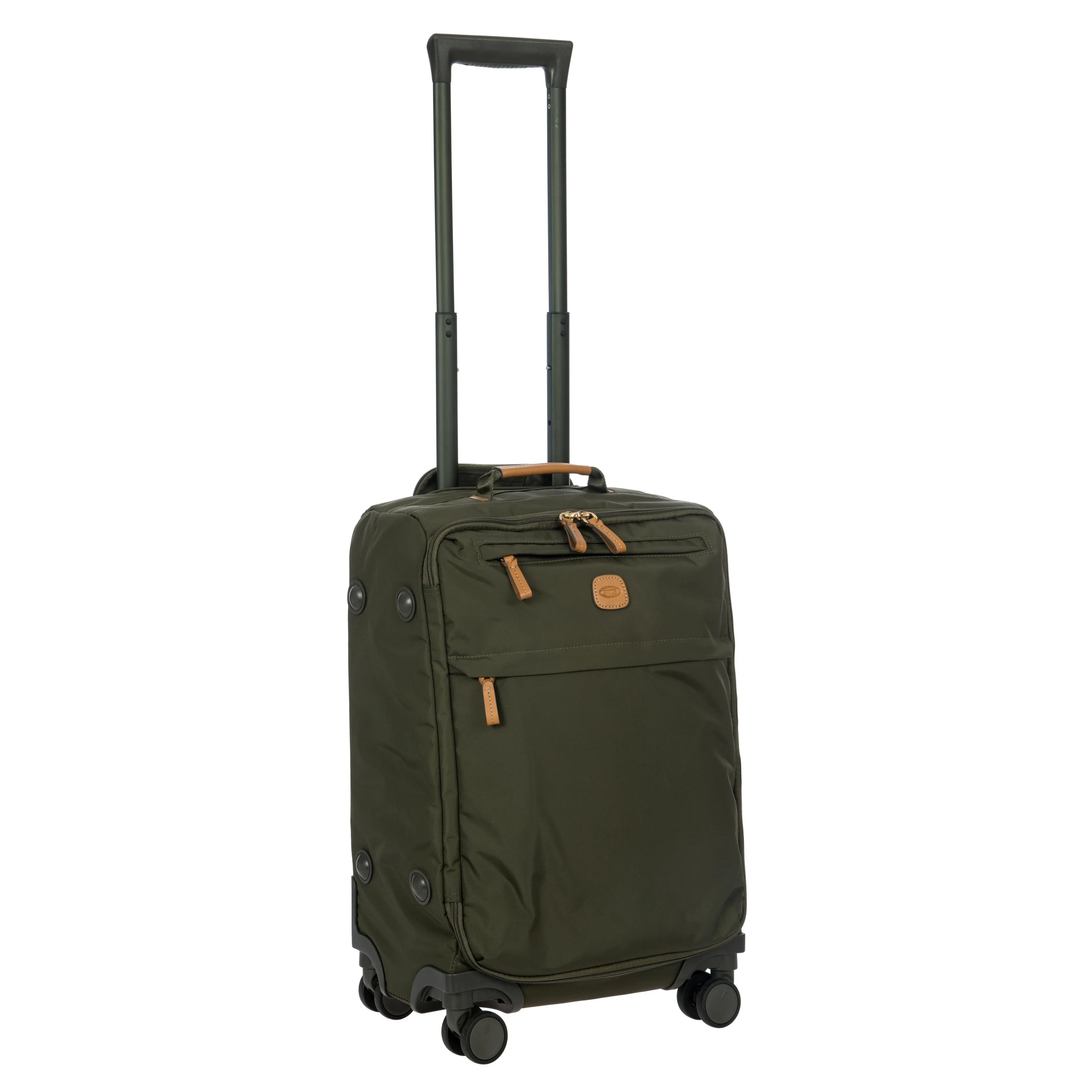 Brics X-Travel 4-Rollen Kabinentrolley 55 cm in Olive - Frontansicht mit ausziehbarem Teleskopgriff
