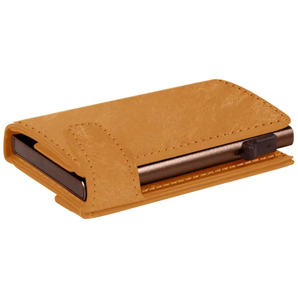 Tony Perotti Furbo Maya credit card holder with coin compartment 10 cm - Cognac