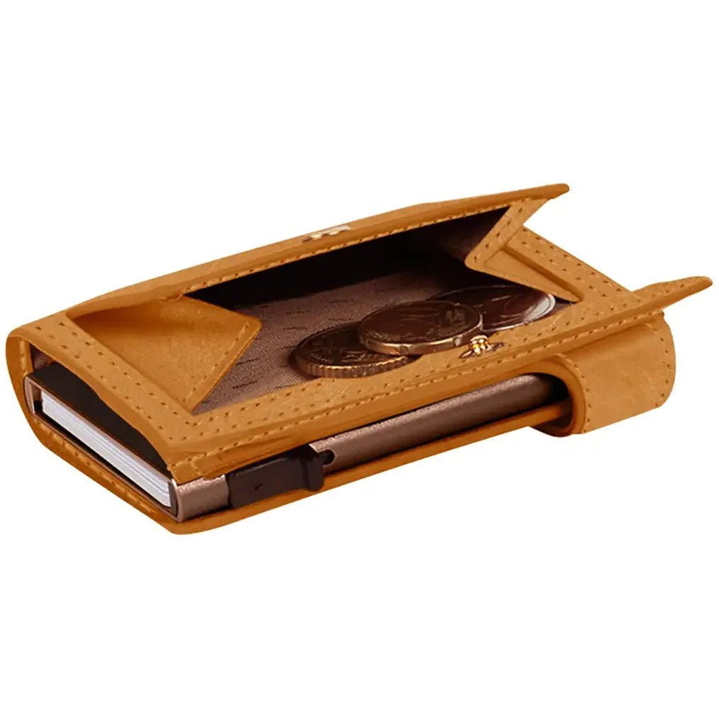 Tony Perotti Furbo Maya credit card holder with coin compartment 10 cm - Dark brown