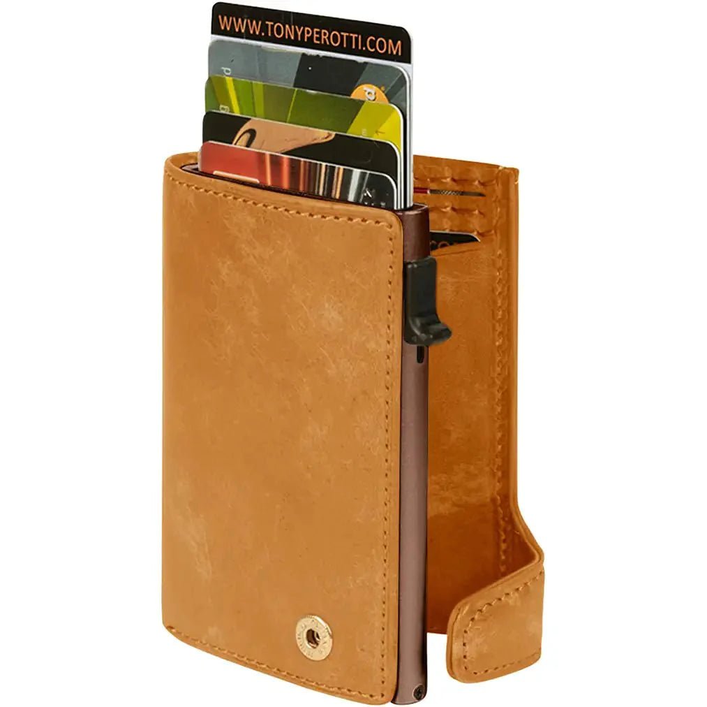 Tony Perotti Furbo Maya credit card holder with coin compartment 10 cm - Dark brown