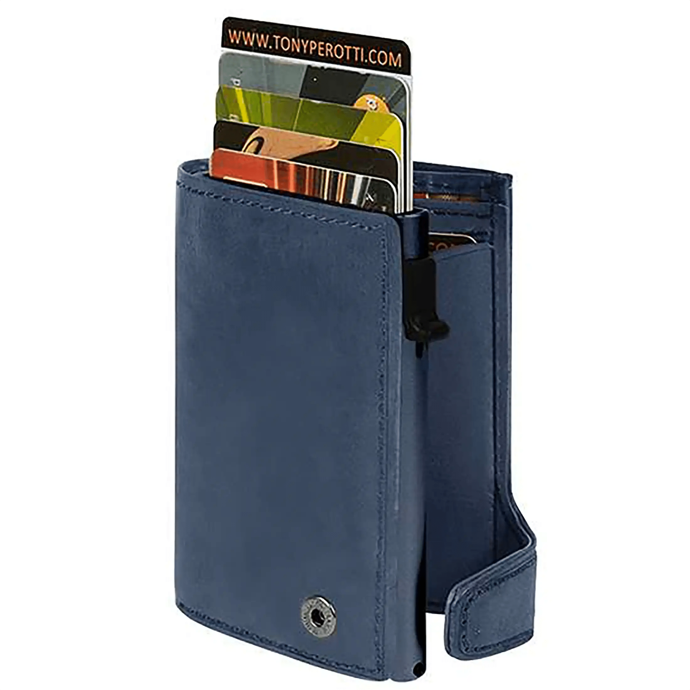 Tony Perotti Furbo Arno credit card holder with coin compartment 10 cm - Blue