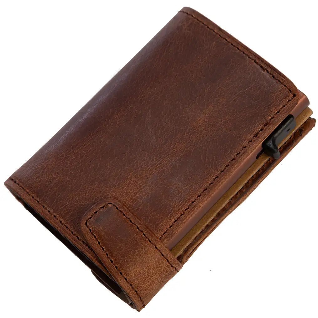 Tony Perotti Furbo Arno credit card holder with coin compartment 10 cm - dark brown