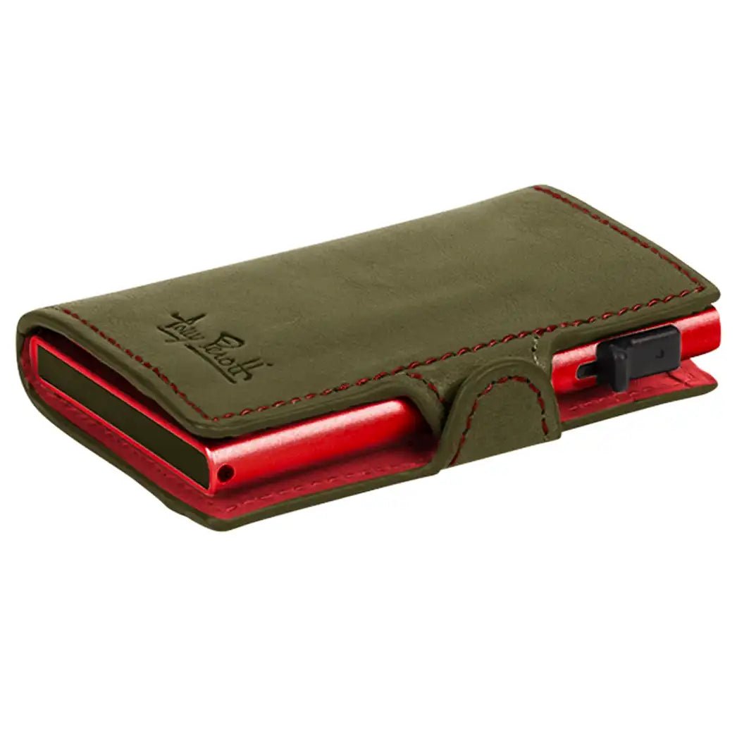 Tony Perotti Furbo Pull-Up Leather Credit Card Holder 10cm - Green