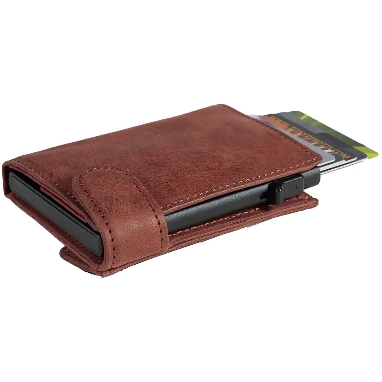 Tony Perotti Furbo Vintage RFID Credit Card Holder 10 cm - Dark Brown