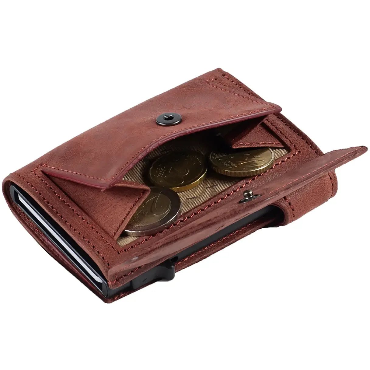 Tony Perotti Furbo Vintage RFID Credit Card Holder 10 cm - Dark Brown