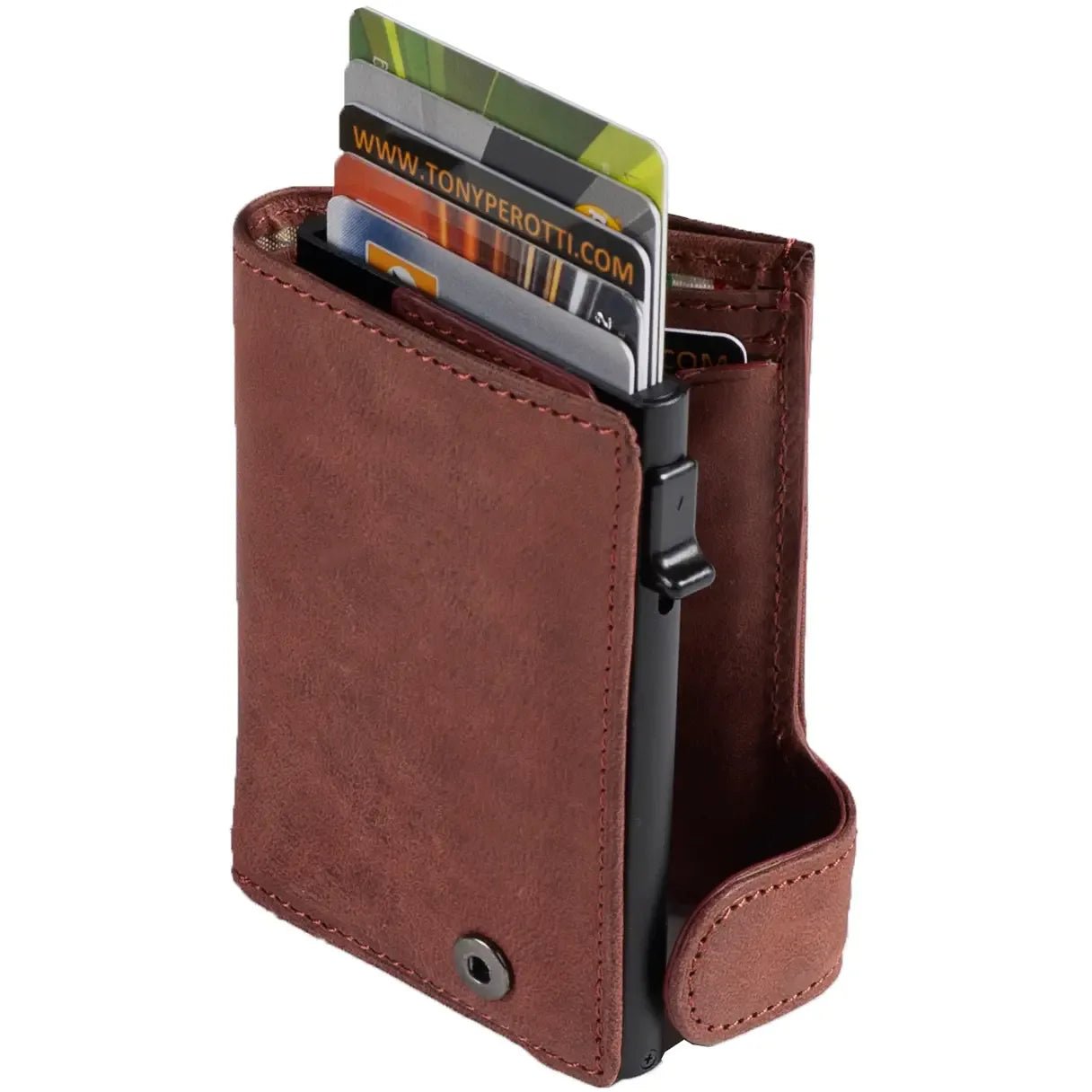 Tony Perotti Furbo Vintage RFID Credit Card Holder 10 cm - Dark Brown