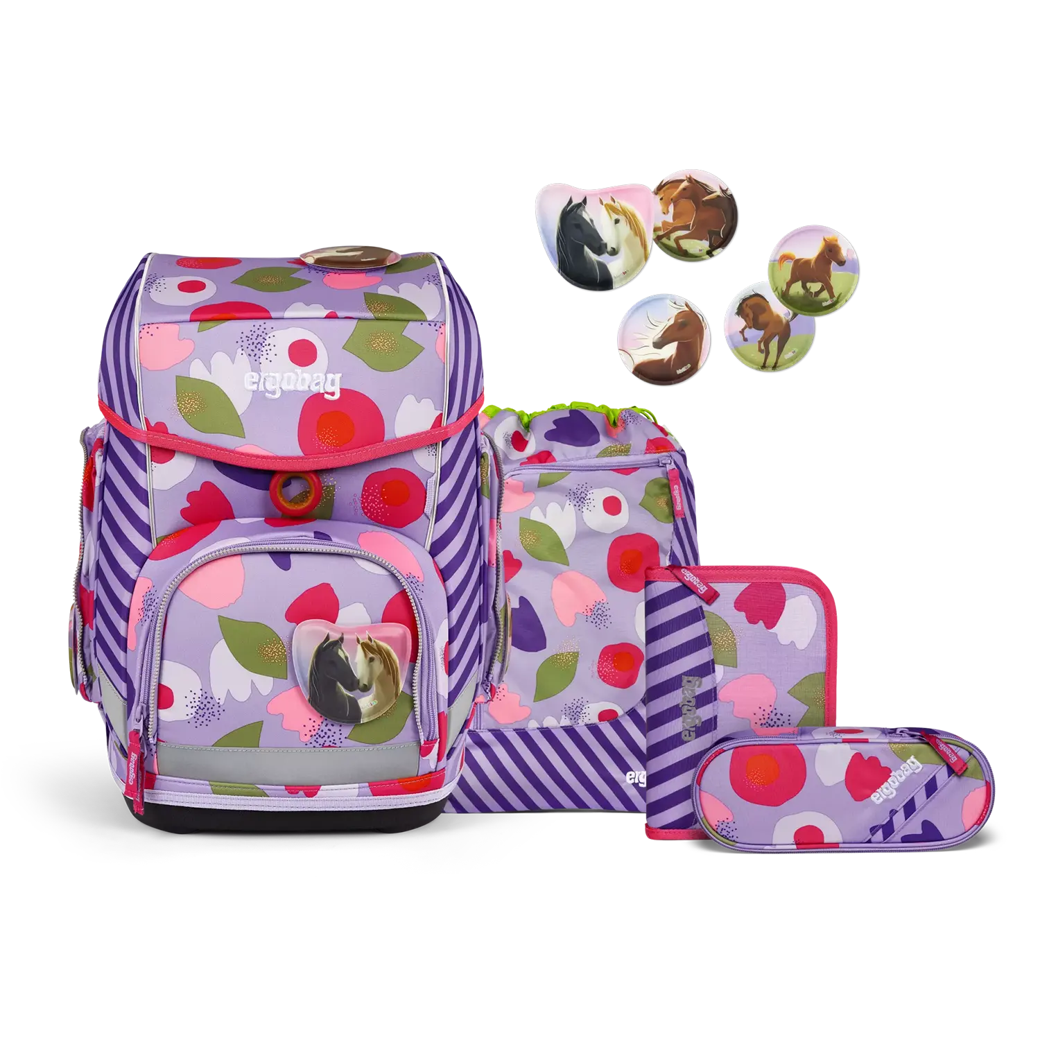 Ergobag Cubo 5-teiliges Schulranzen-Set 40 cm (2024) - BlütenzauBär