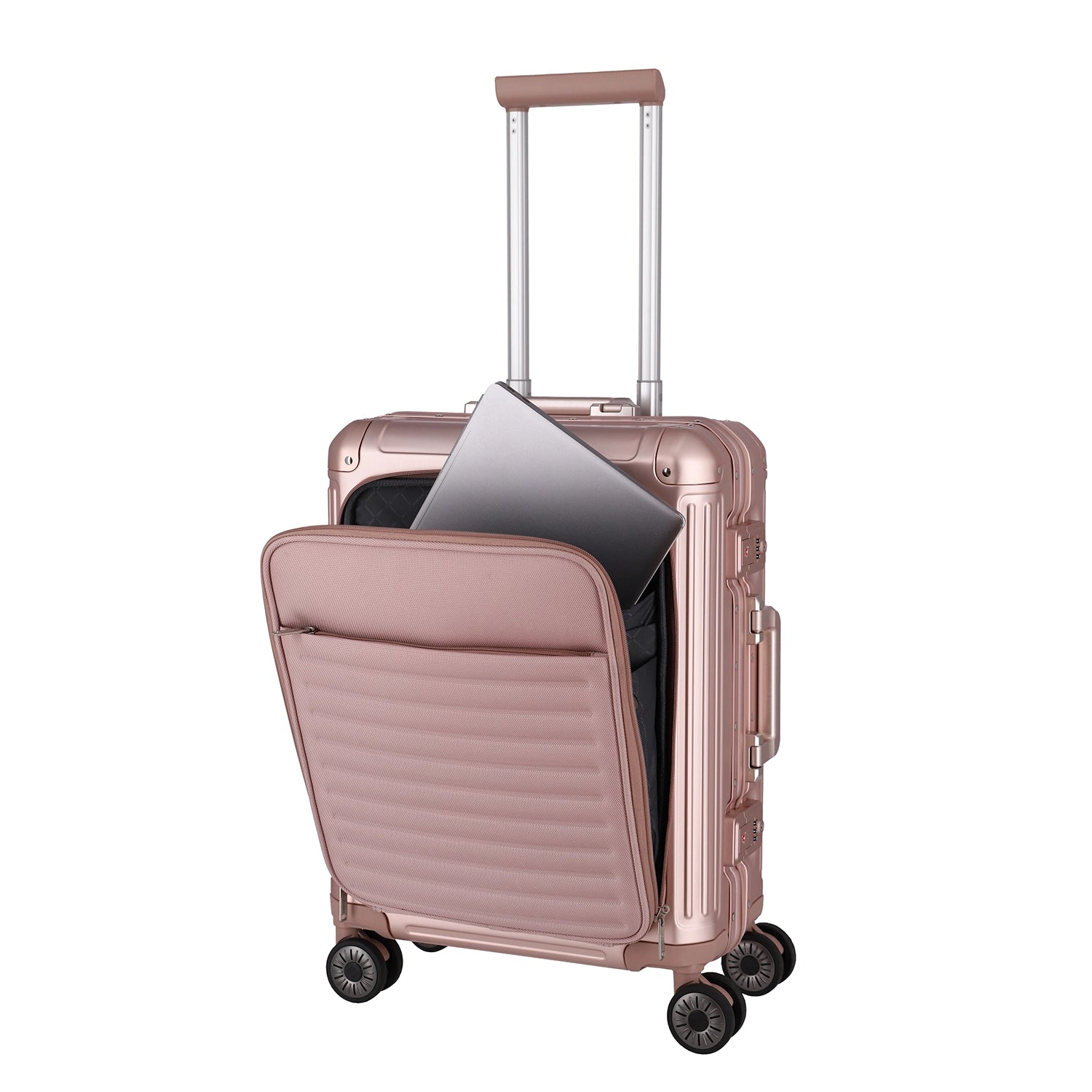 Travelite Next 4-Rollen Trolley S mit Vortasche - Rose