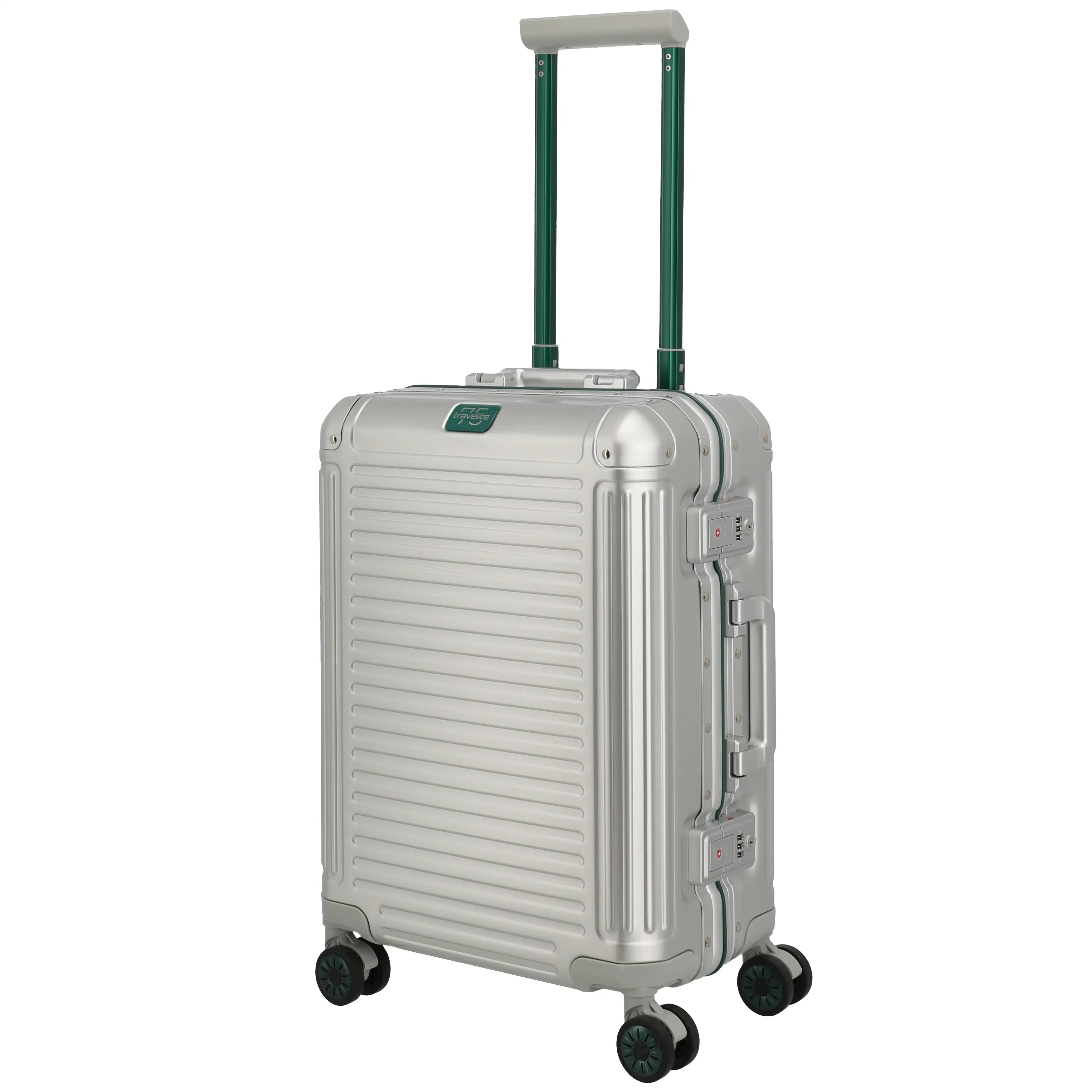 Travelite 75 Jahre Edition Next 4-Rollen Trolley S 55 cm - Silber-Grün