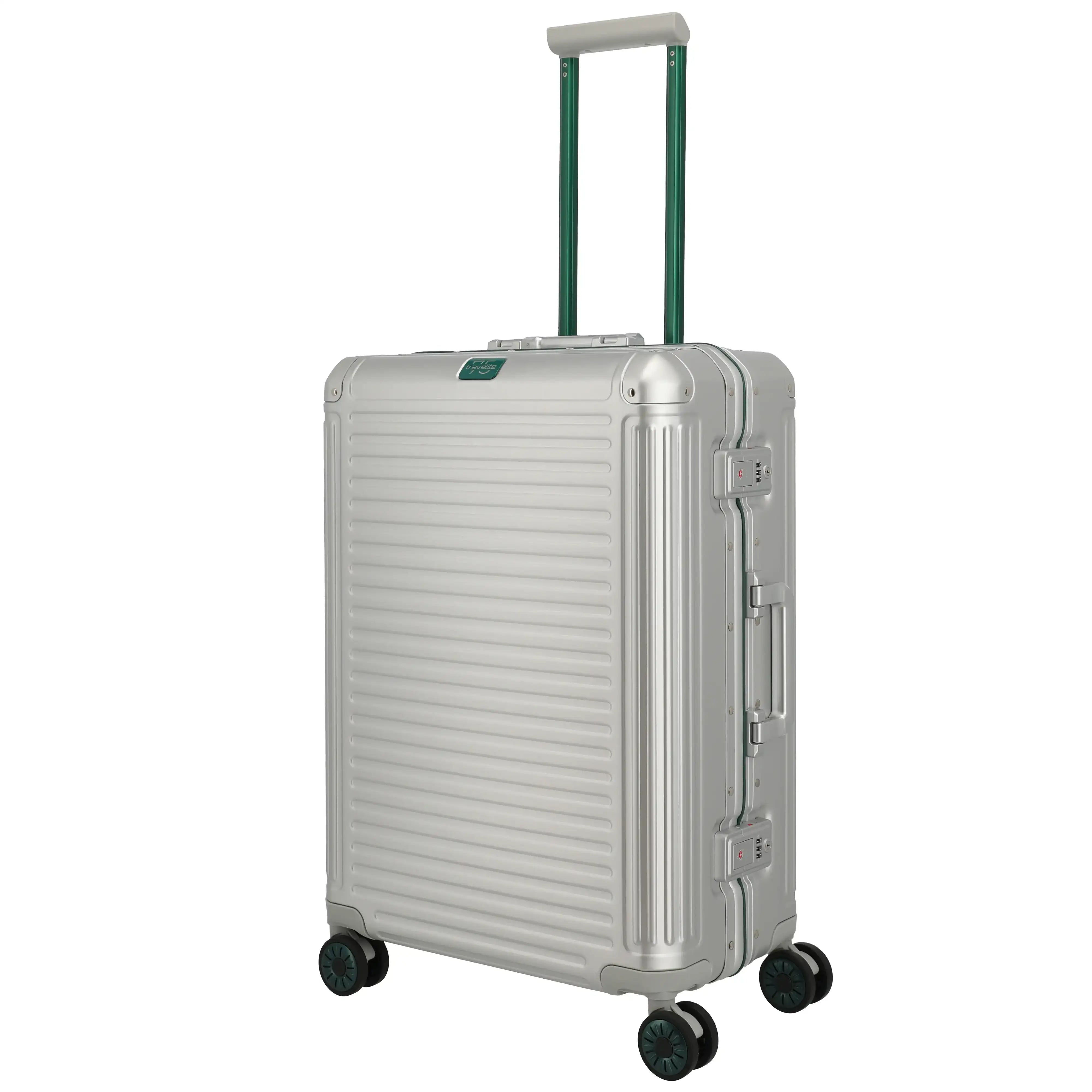 Travelite 75 Jahre Edition Next 4-Rollen Trolley M 67 cm - Silber-Grün