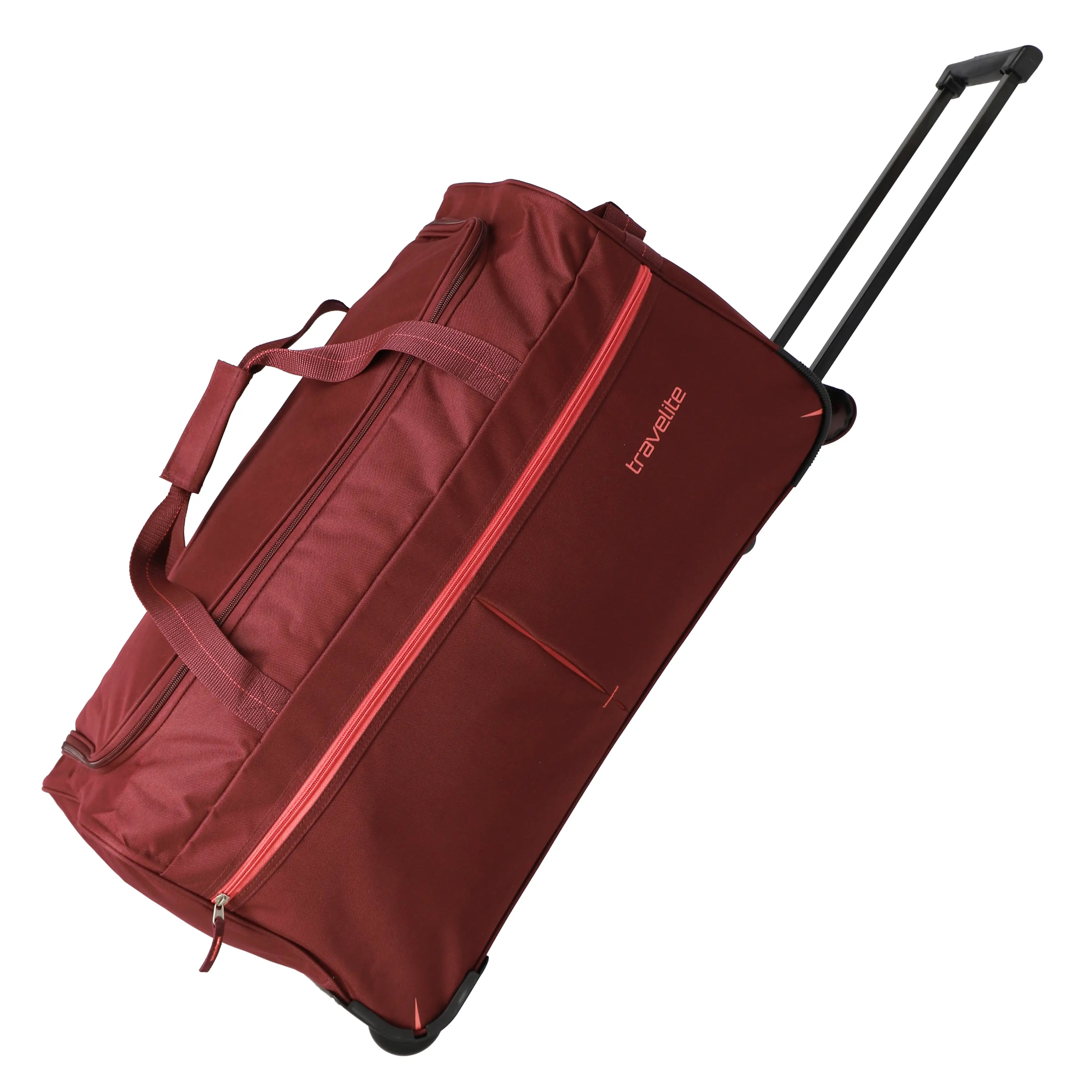 Travelite Basics Fast Trolley Reisetasche mit Rollen 65 cm - Bordeaux/Rose