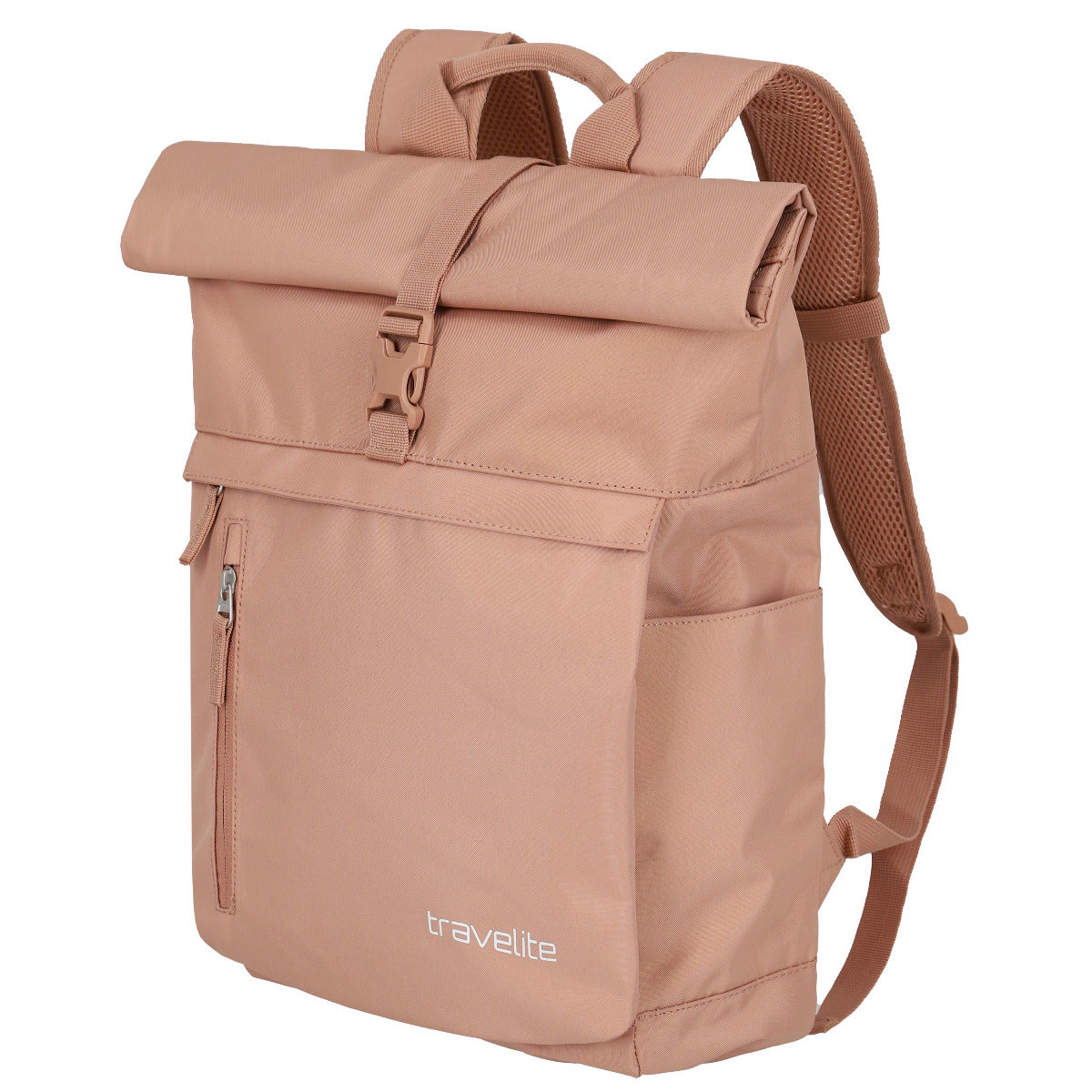 Frontansicht Travelite Basics Rollup Rucksack 60 cm in Puderrosa