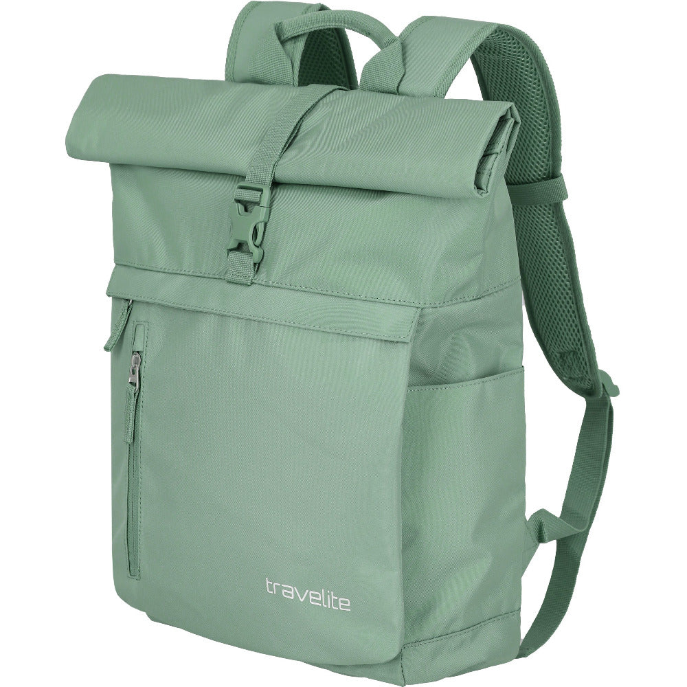 Frontansicht einer grünen Rucksacks von Travelite