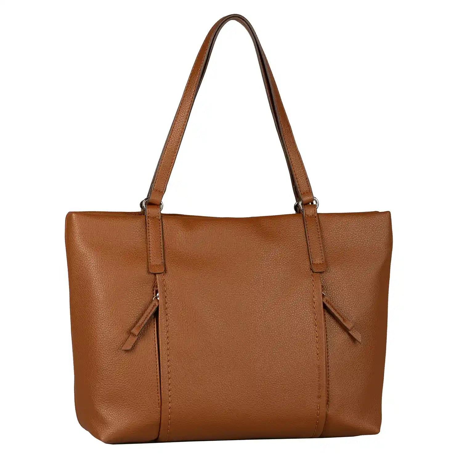 Tom Tailor Beca Zip Shopper L Cognac Vorderansicht – große Schultertasche mit Reißverschluss