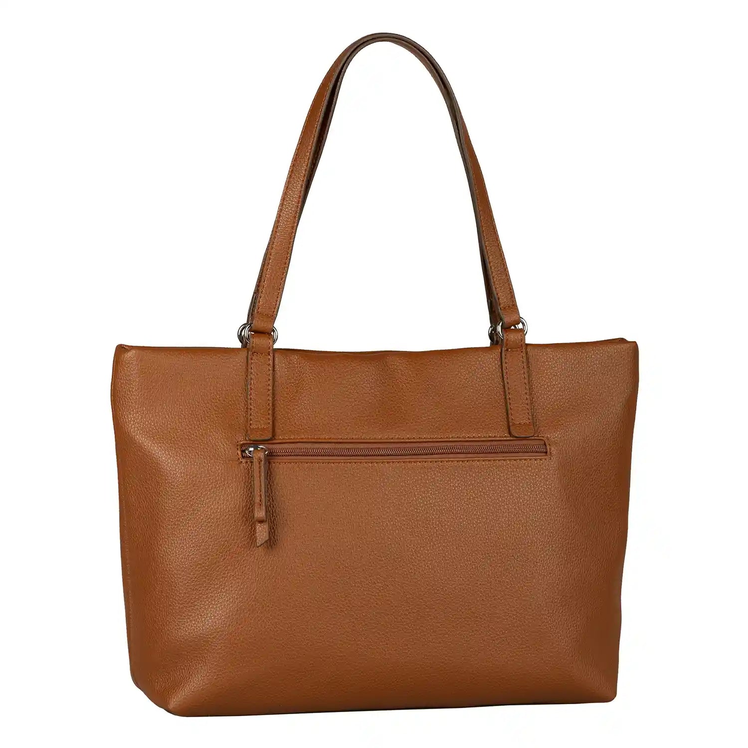 Tom Tailor Beca Zip Shopper L 44 cm Rückansicht in braunem Cognac-Ton