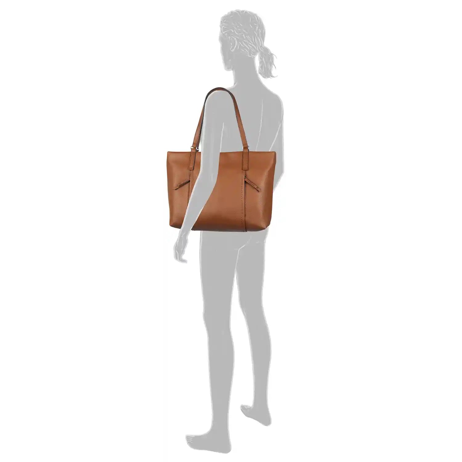 Tom Tailor Beca Zip Shopper L Cognac Seitenansicht – elegantes Design