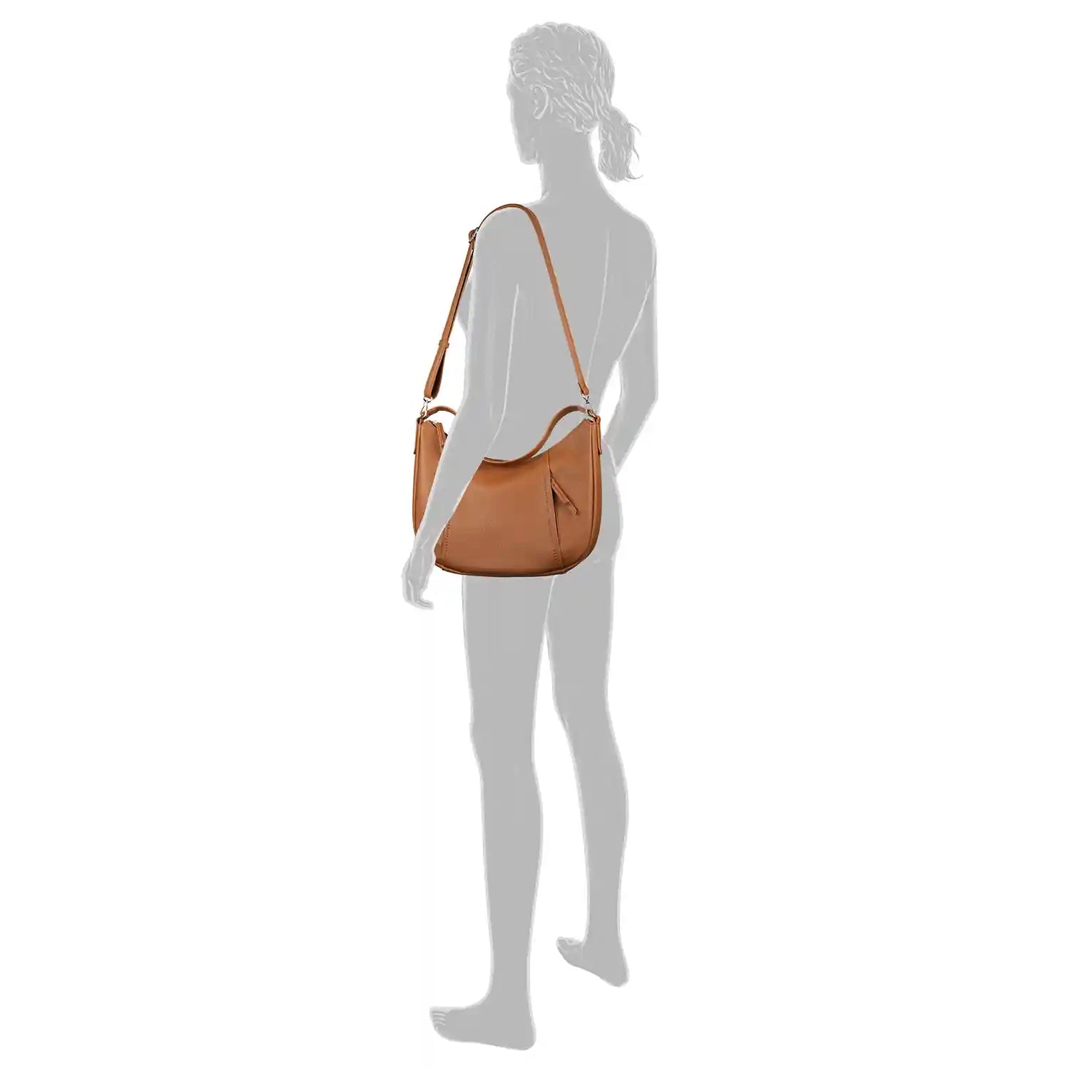 Tom Tailor Beca Hobo Bag M Cognac Seitenansicht – stilvolles Design