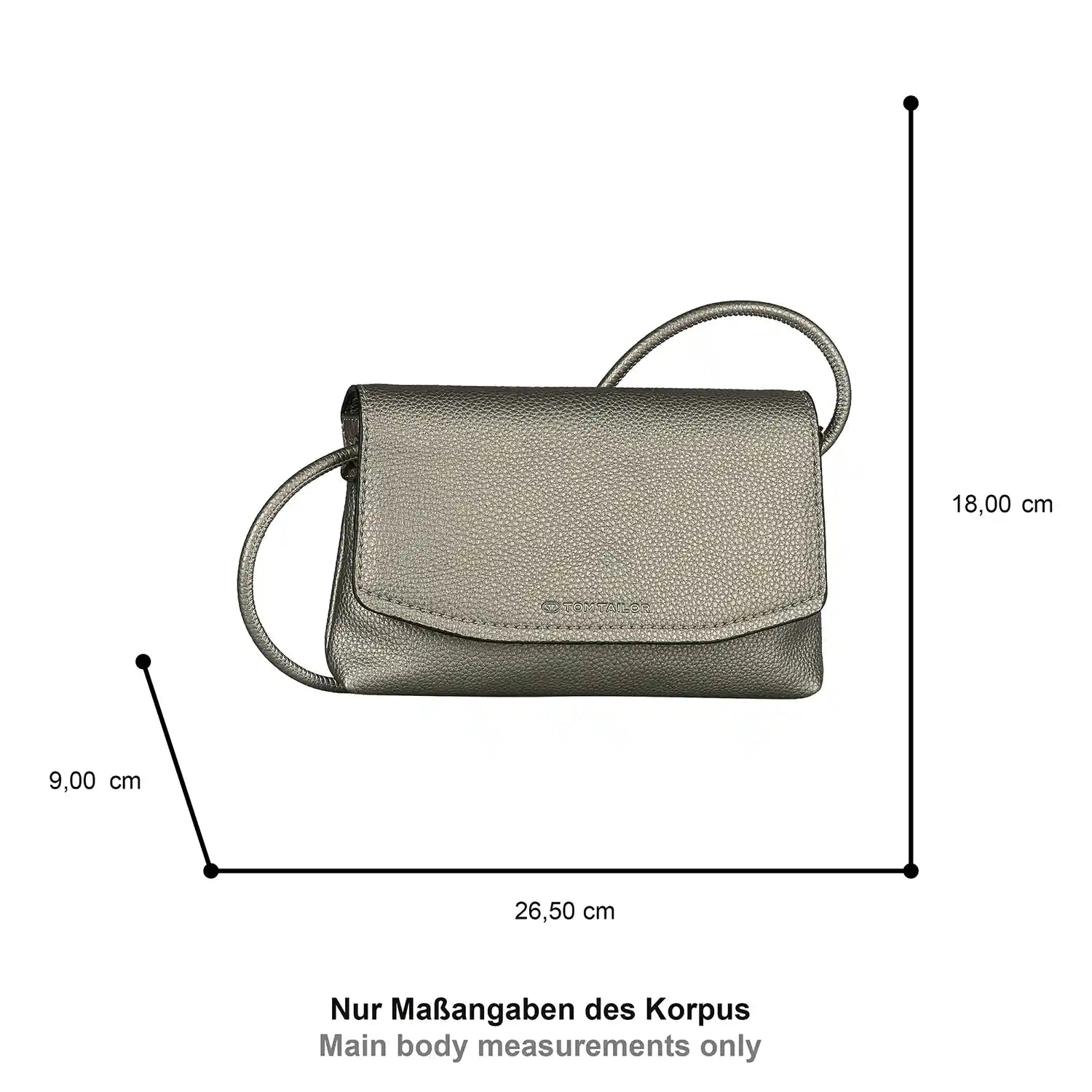 Tom Tailor Rissa Flap Bag XS No Zip 21 cm - Metallic Grey