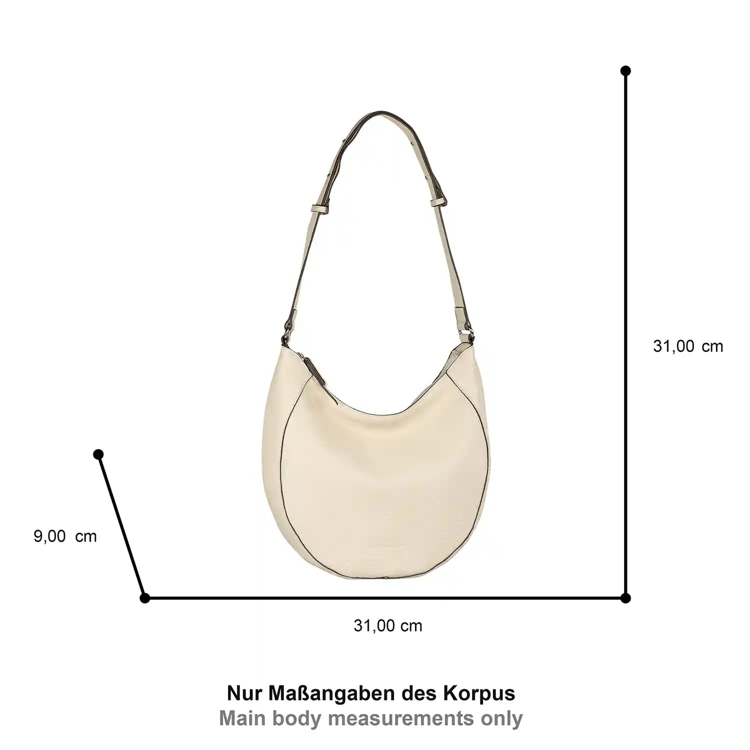 Tom Tailor Dahlia Hobo Bag M 31 cm Off White – Ansicht der modischen Schultertasche
