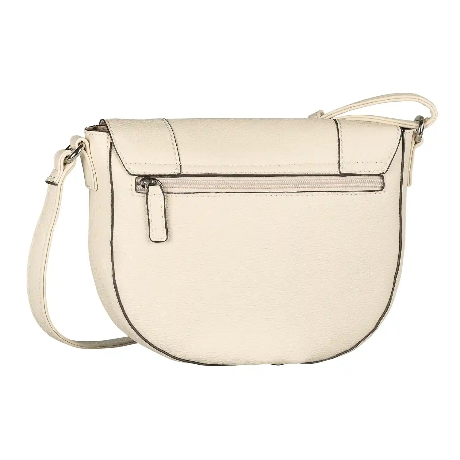 Rückseite der Tom Tailor Dahlia Saddle Bag 25 cm Off White mit schlichtem Design und feinen Nähten