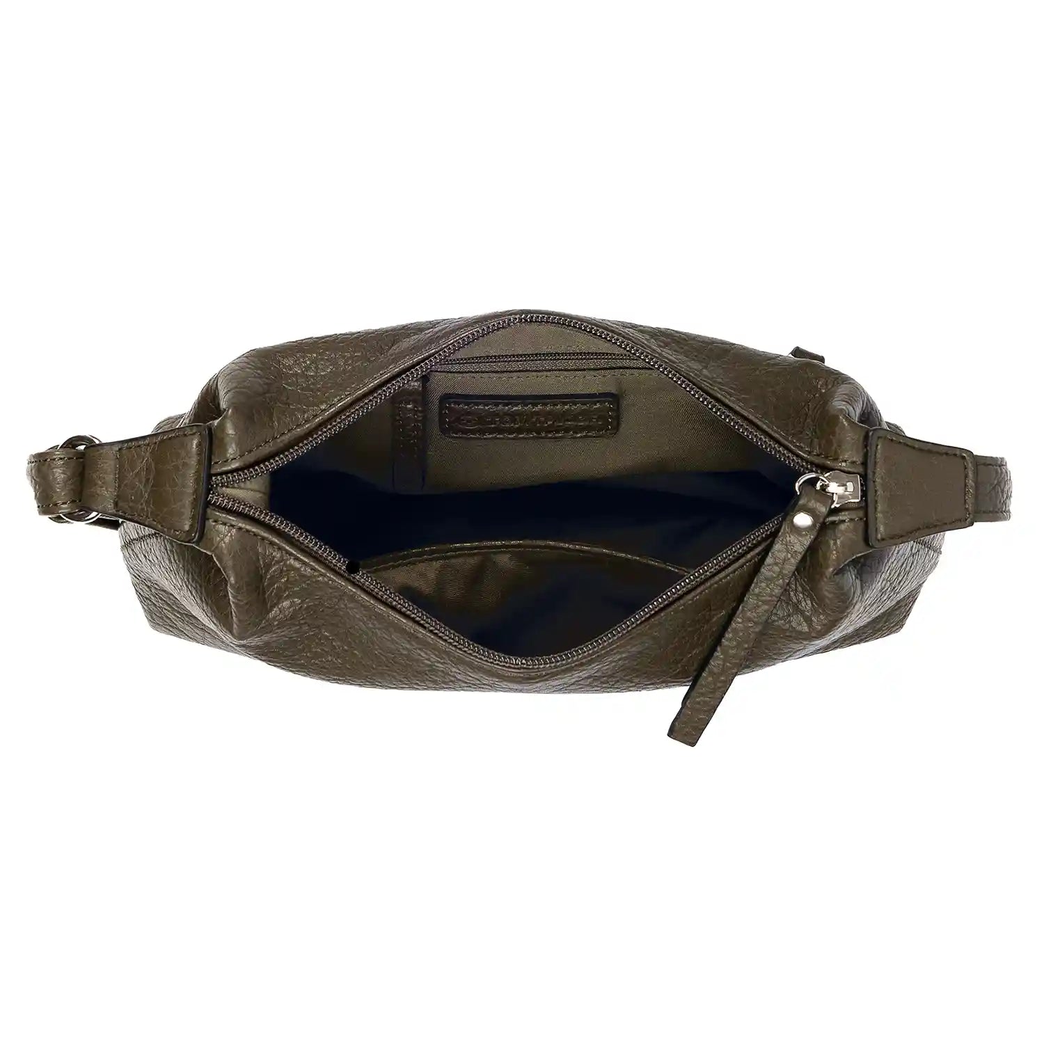 Innenansicht der Tom Tailor Evelina Cross Bag S Khaki mit Hauptfach und kleinen Steckfächern