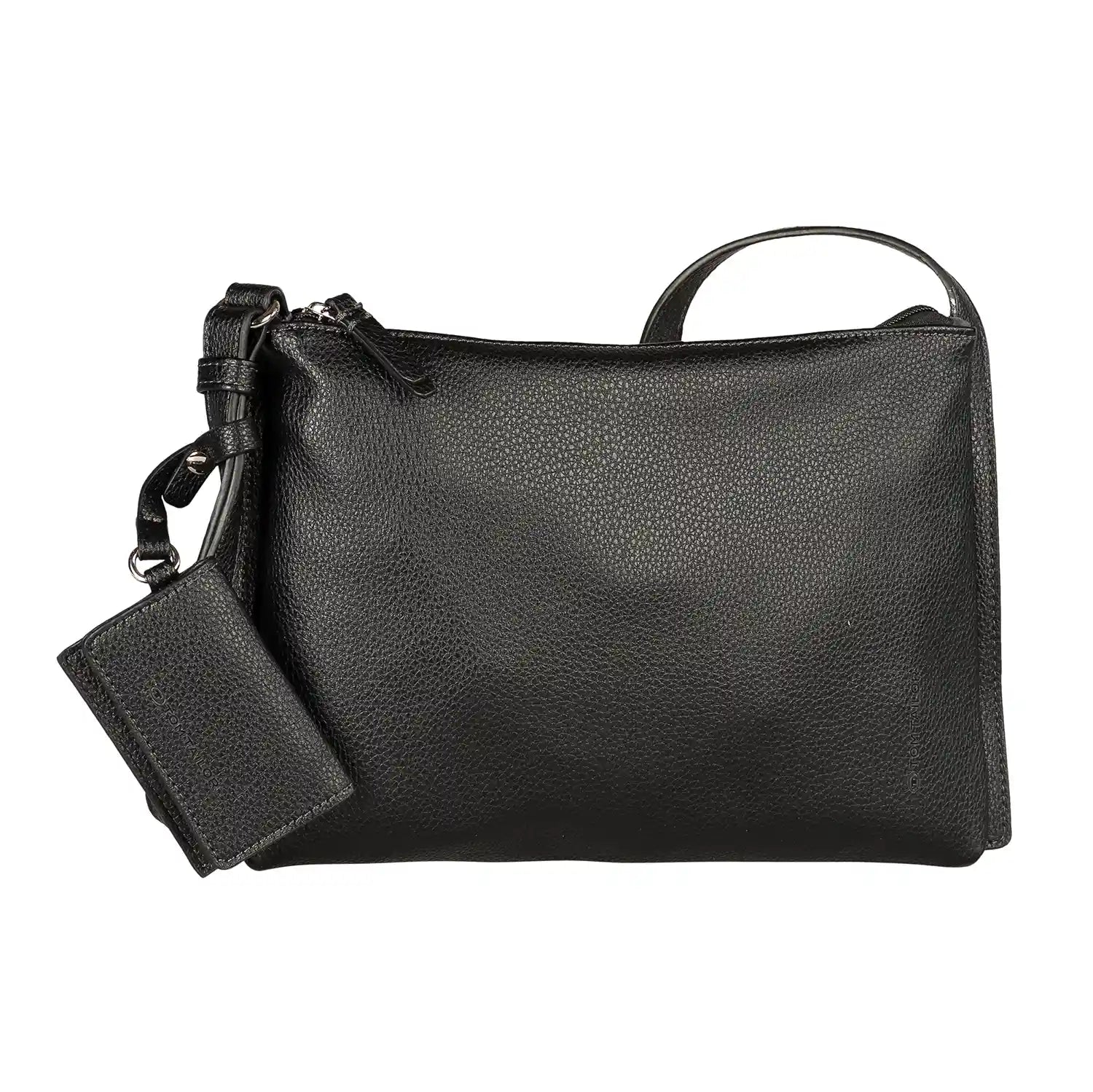 Frontansicht Tom Tailor Amarea Cross Bag M in Schwarz - Umhängetasche, 30 cm, Kunstleder ,Crossbody-Riemen