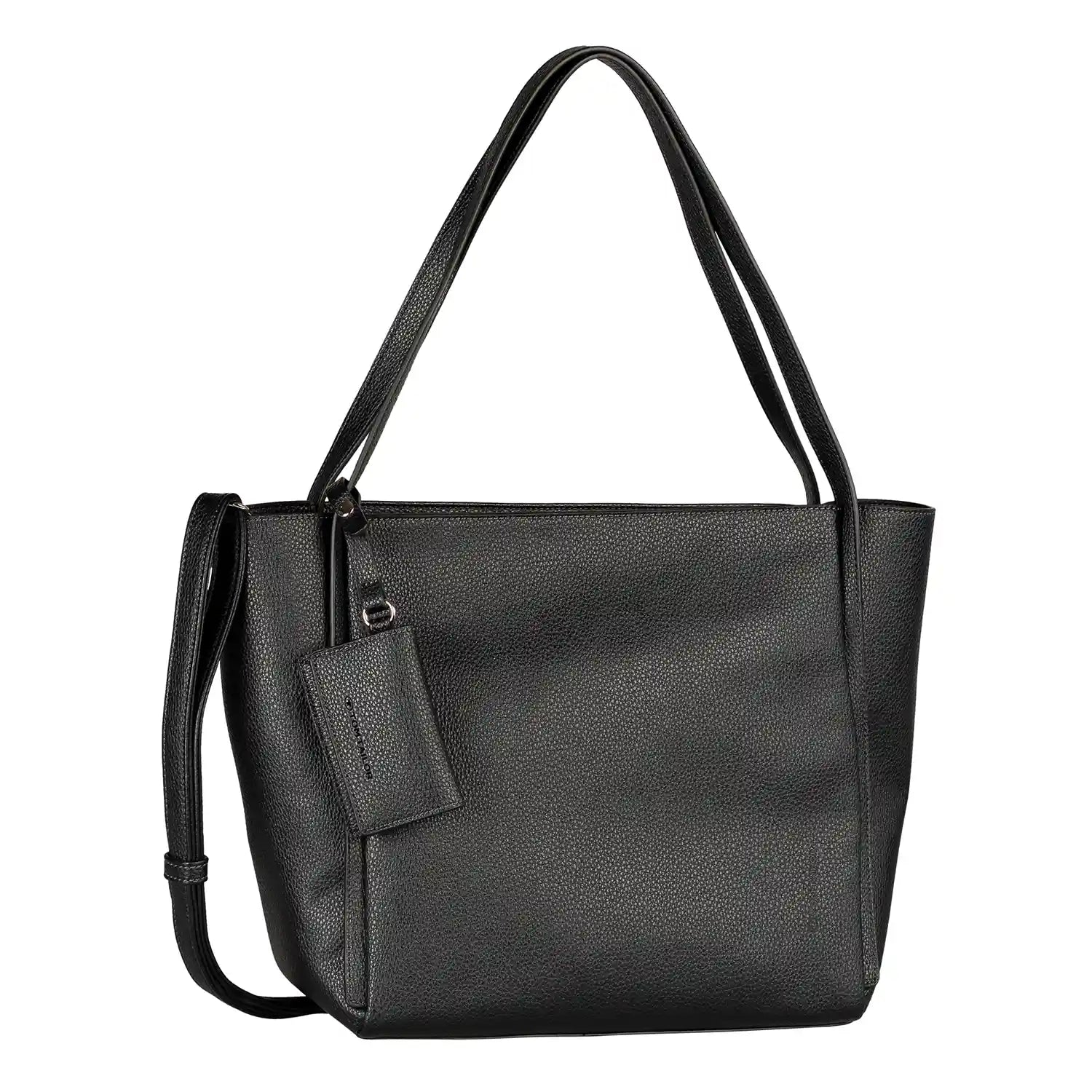 Tom Tailor Amarea Zip Shopper L in Schwarz - Einkaufstasche mit Reißverschluss, 43 cm, Kunstleder
