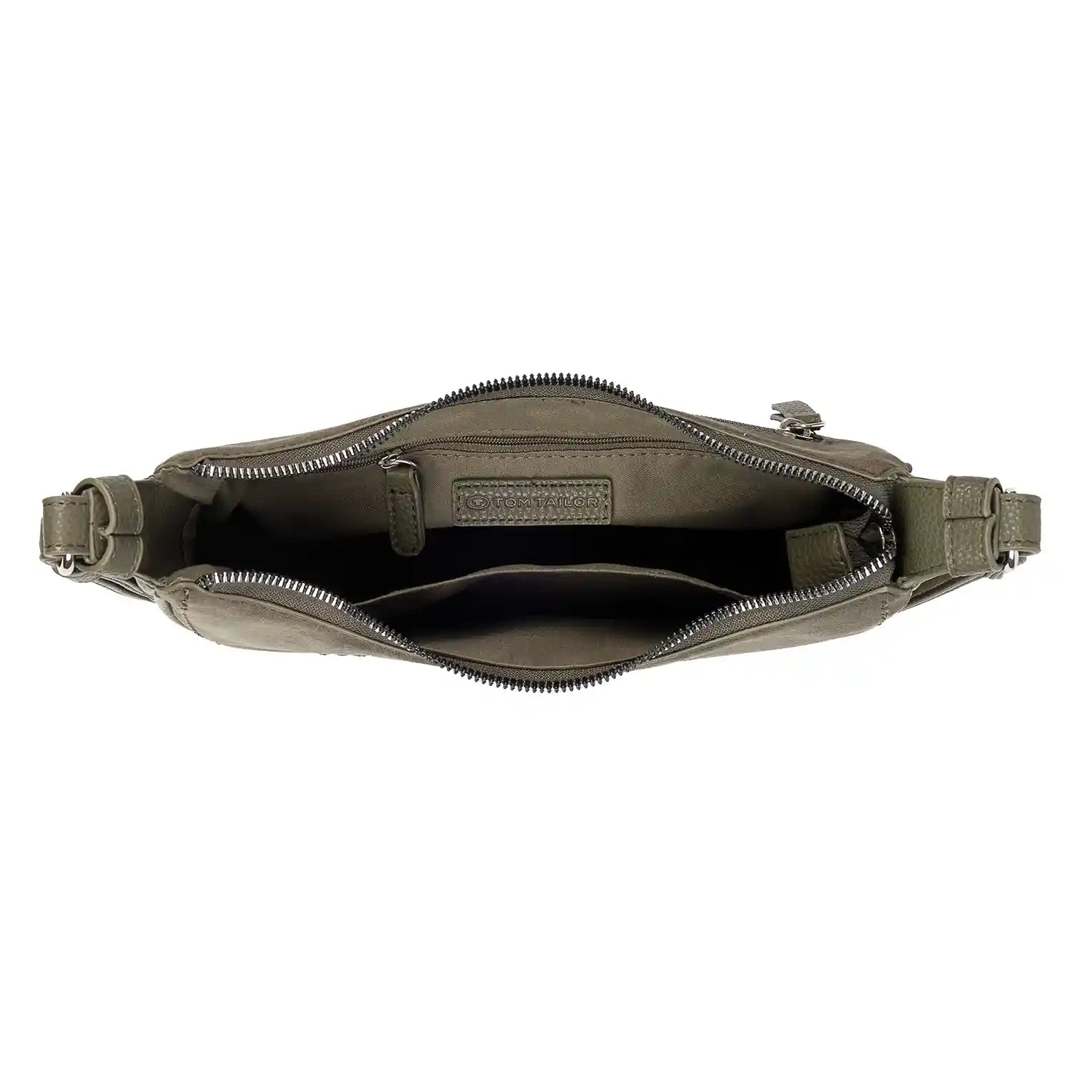 Tom Tailor Lysa Crossbag Innenansicht - Reißverschlussfach und praktisches Handyfach in khaki