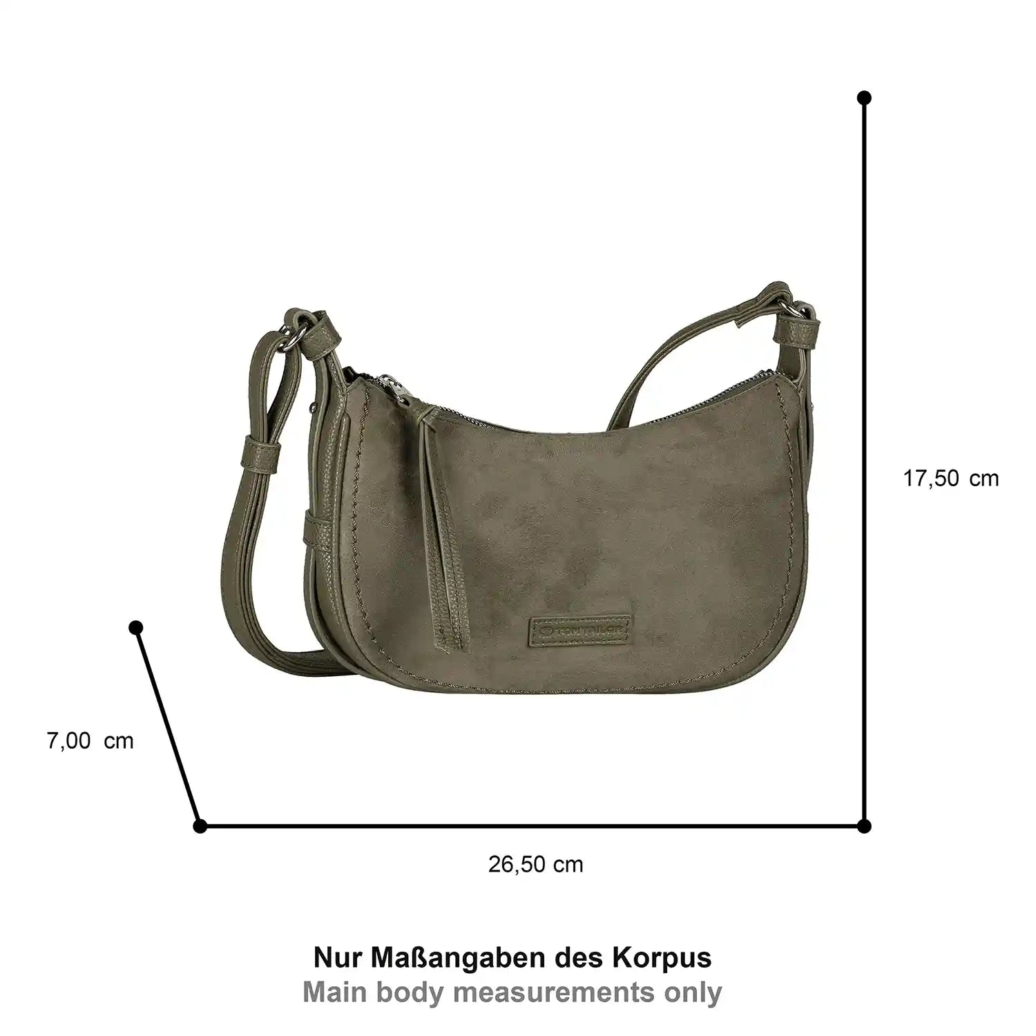 Tom Tailor Lysa Cross Bag S khaki - Rückfach mit Reißverschluss und raffinierte Seitenverarbeitung