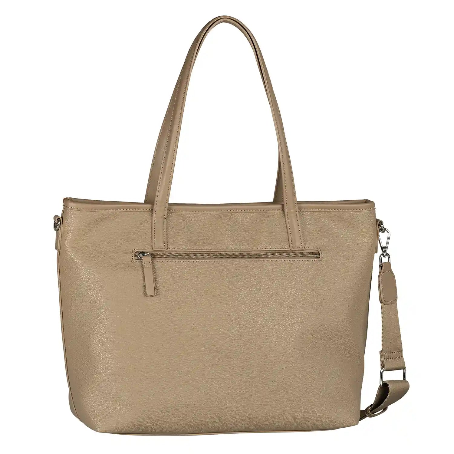 Rückseite der Tom Tailor Jamila Zip Shopper L 44 cm Taupe mit schlichtem Design und dezenten Nähten