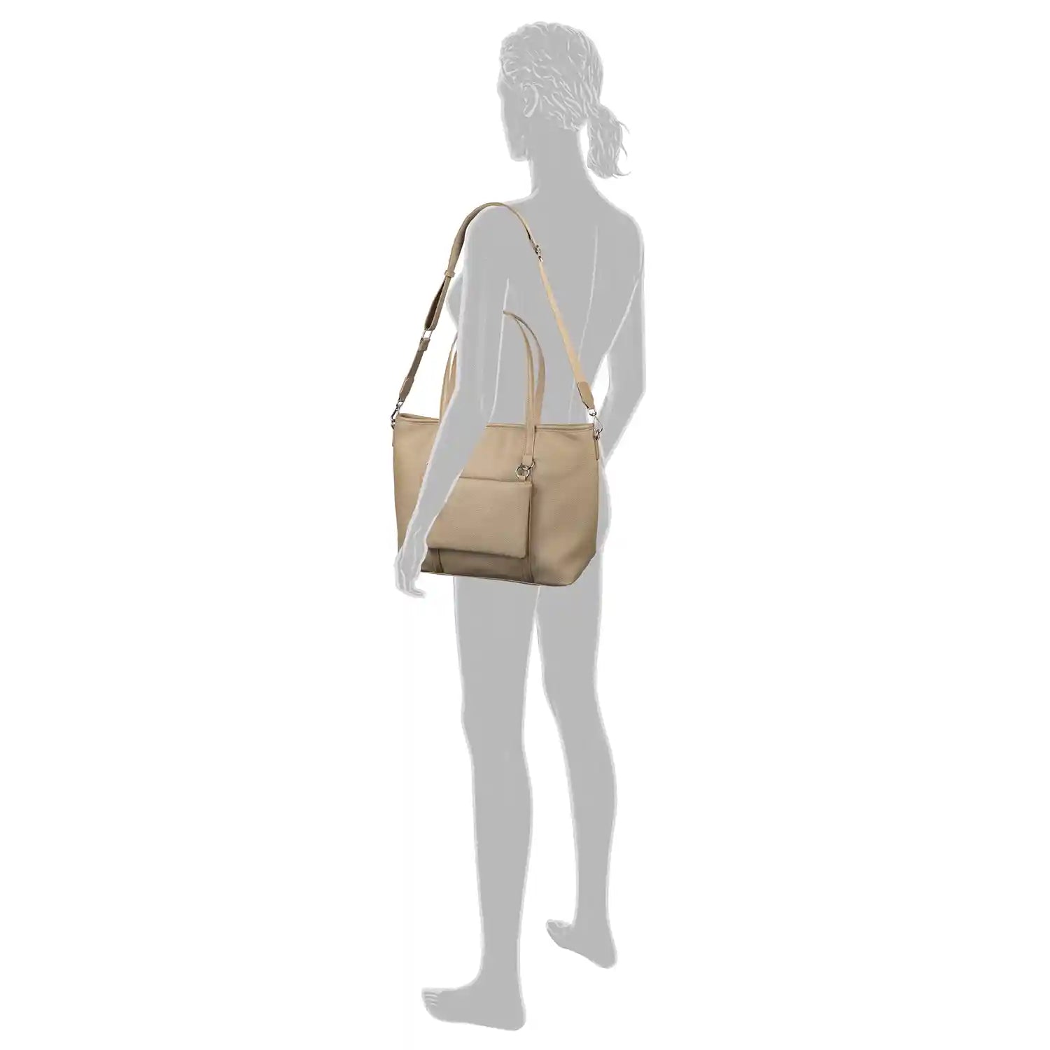 Tom Tailor Jamila Zip Shopper L 44 cm Taupe – große Damen Shopper Tasche für Alltag, Büro und Freizeit