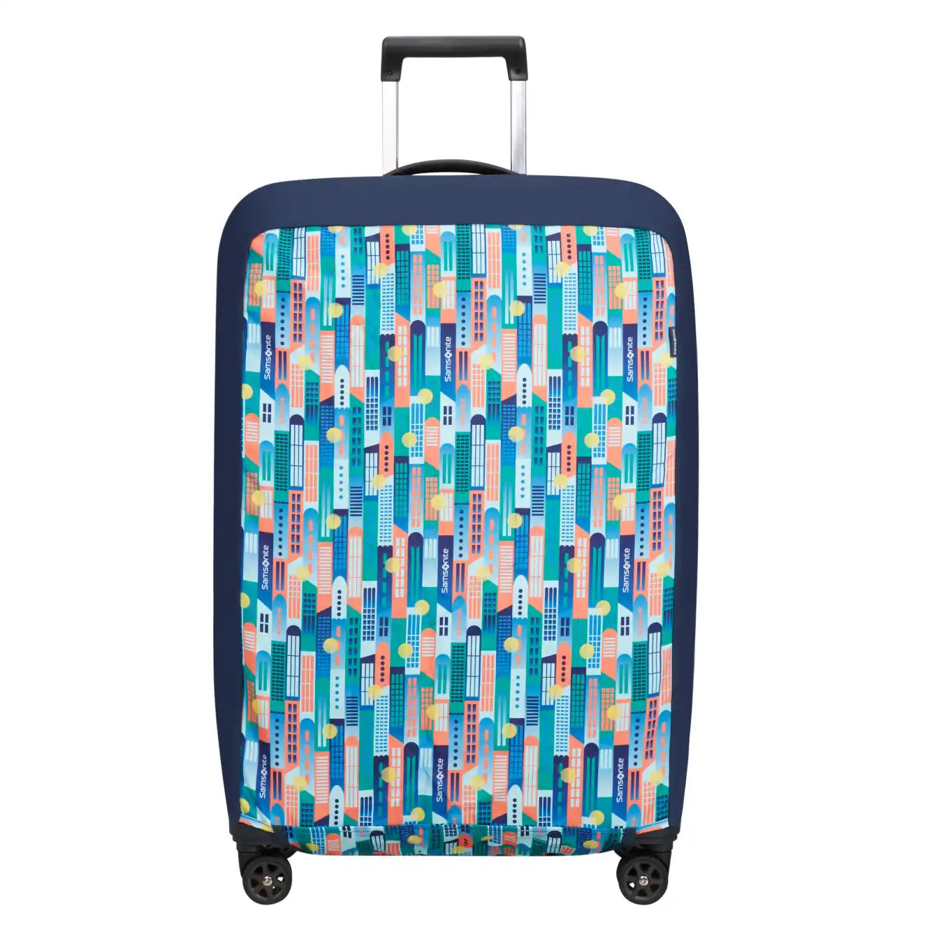 Samsonite TA Revolution faltbare Kofferhülle L im City Print Design – strapazierfähiger Schutzüberzug für große Reisekoffer