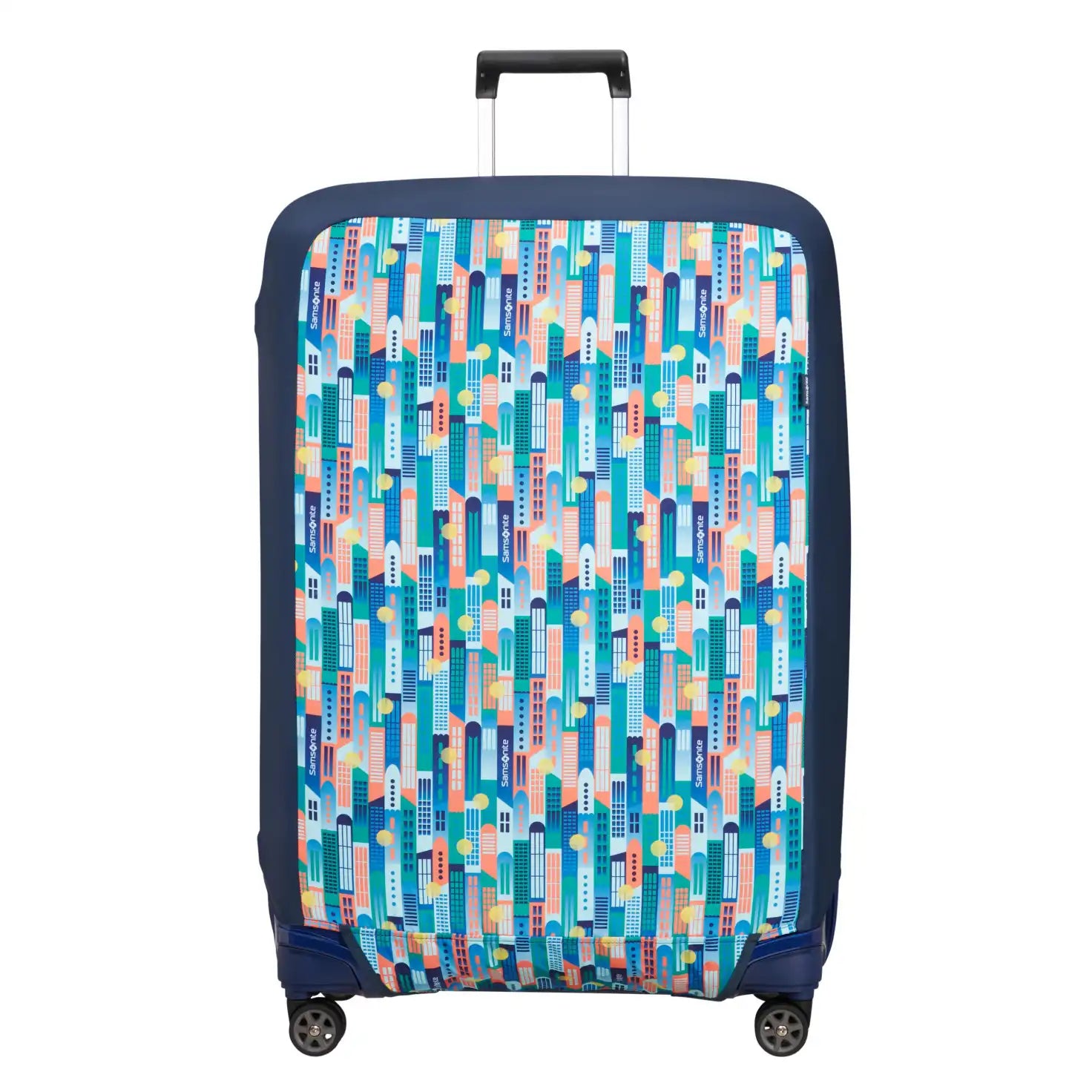 Samsonite TA Revolution faltbare Kofferhülle XL im City Print Design – strapazierfähiger Schutzüberzug für große Koffer