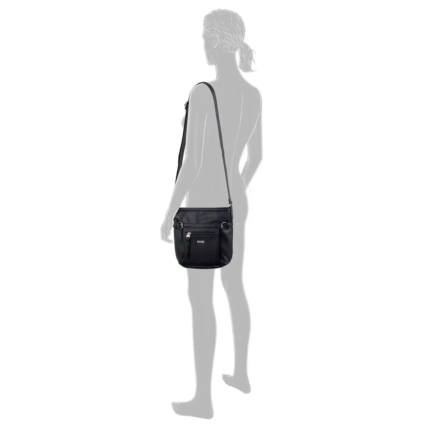 Tom Tailor Juna Crossbag 26 cm - Reißverschlussvortasche und hochwertige Metalldetails in schwarz