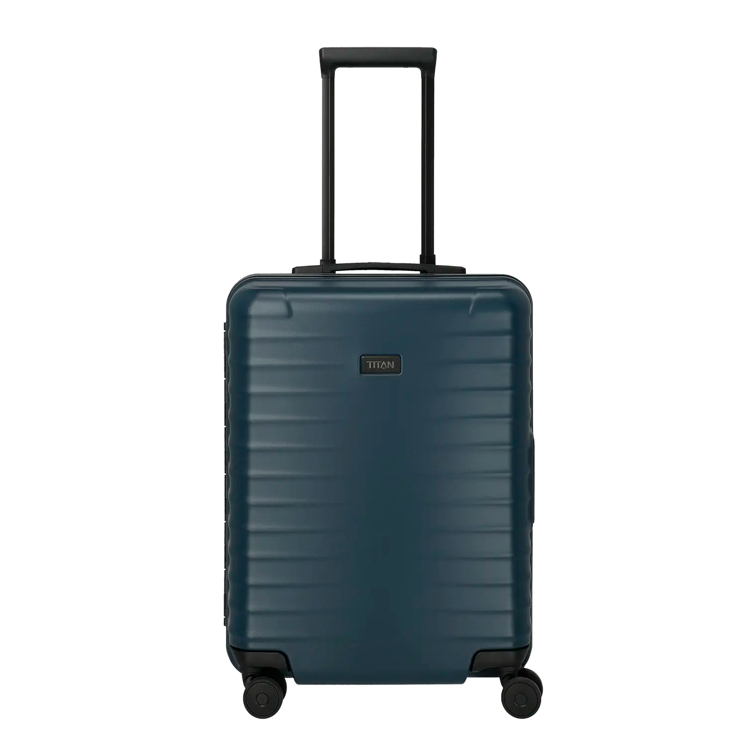 Titan Overseas 4-Rollen Trolley S20 55 cm in Midnight Blue - Frontansicht mit ausziehbarem Teleskopgriff