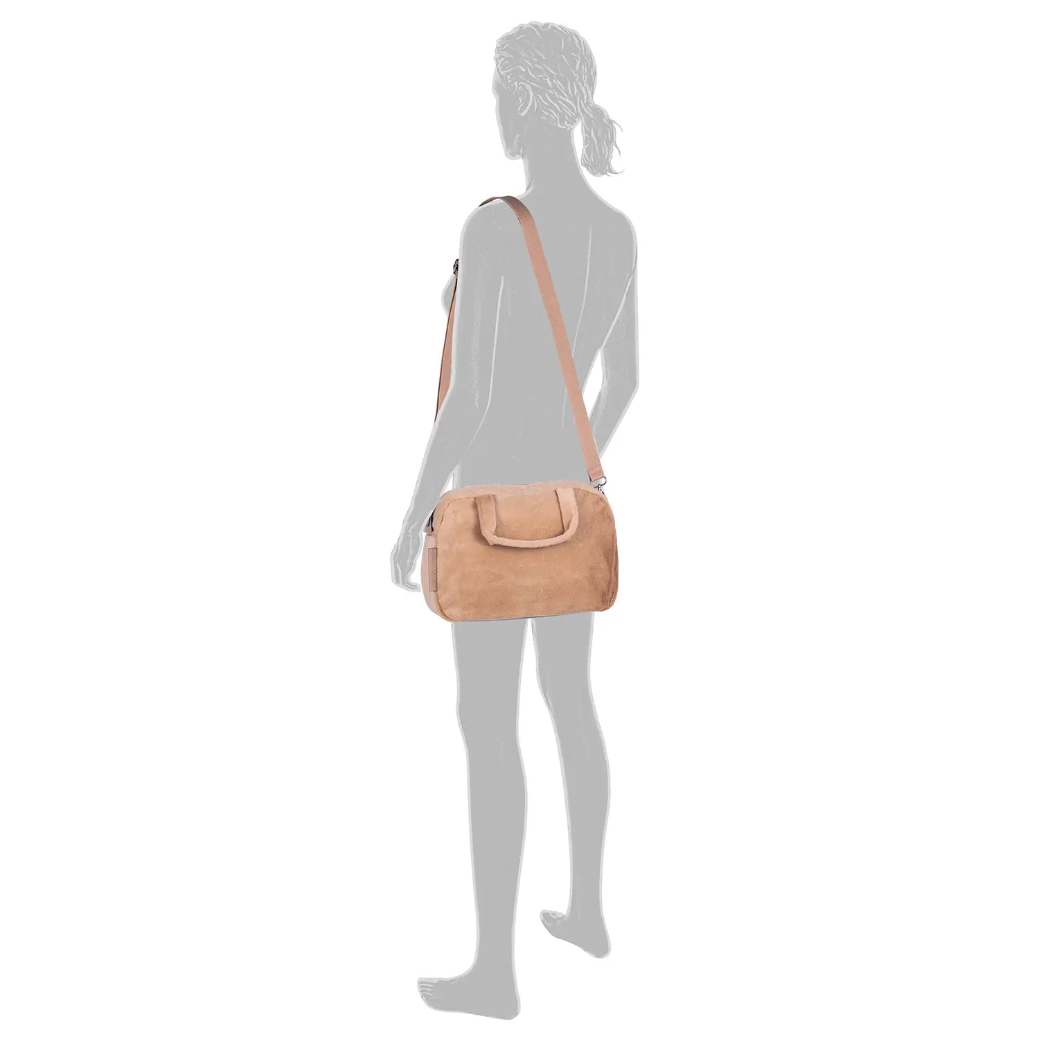 Über der Schulter getragene Tom Tailor Denim Klara Bowling Bag aus weichem Fell-Stoff