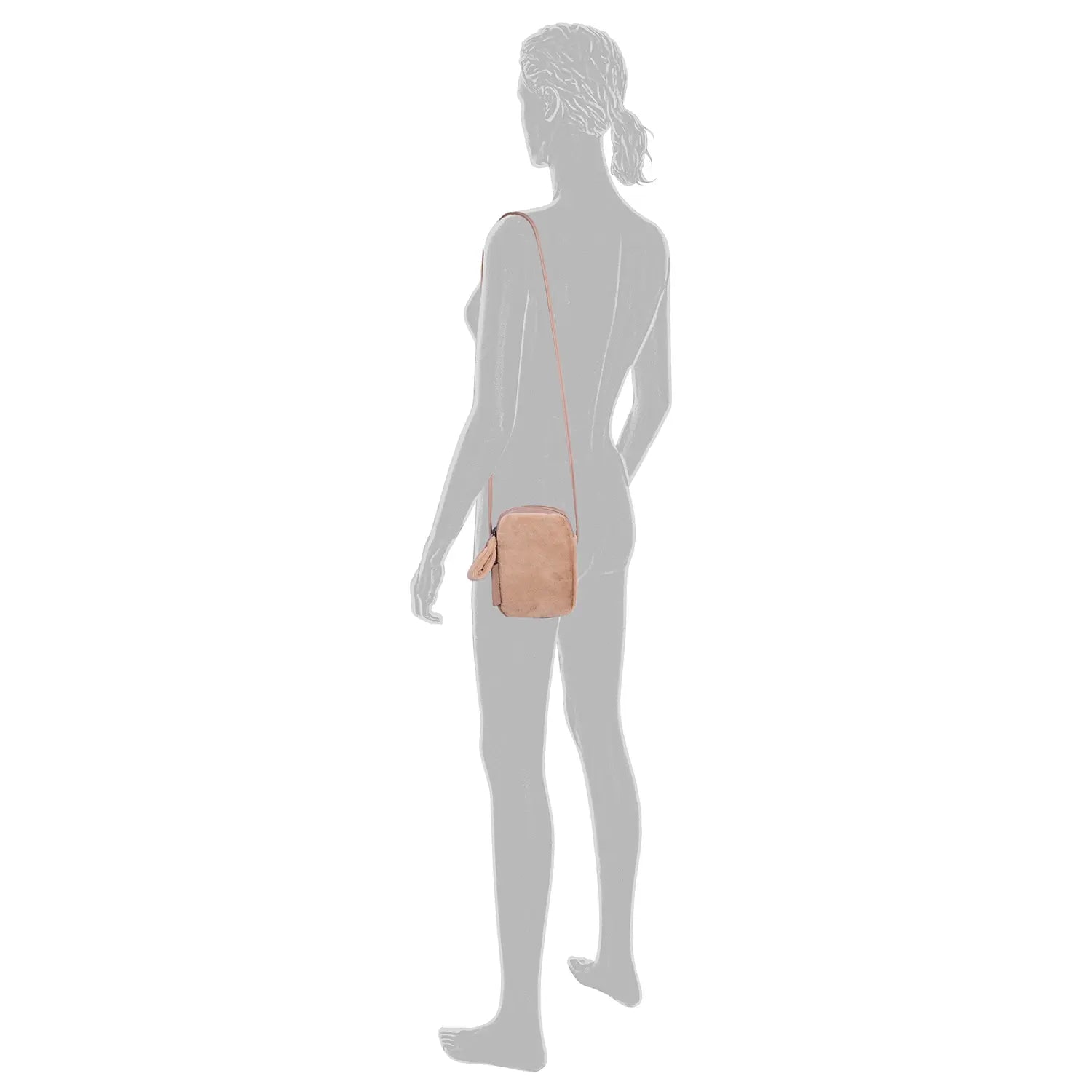 Über der Schulter getagene Tom Tailor Denim Klara Handytasche in beige aus weichem Fell-Material