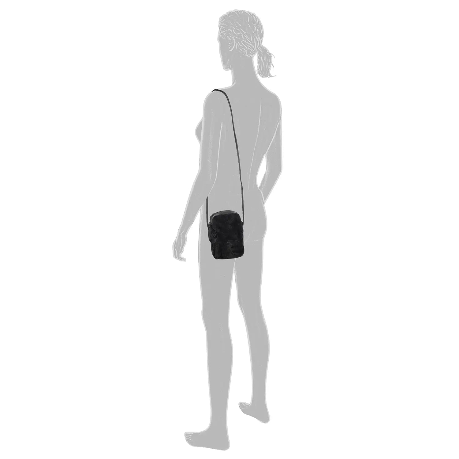 Über der Schulter getragene Tom Tailor Denim Klara Handytasche aus flauschigem Fell-Material