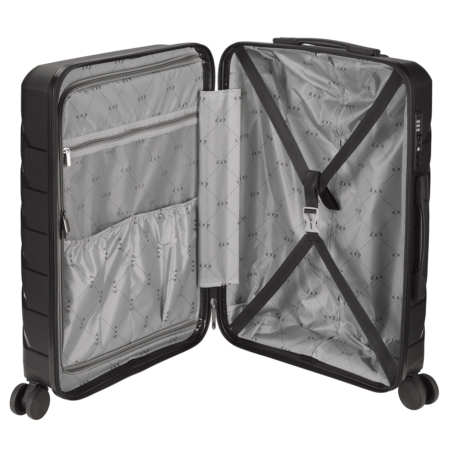 d&n Travel Line 4100 4-Rollen Kabinentrolley 54 cm - Black