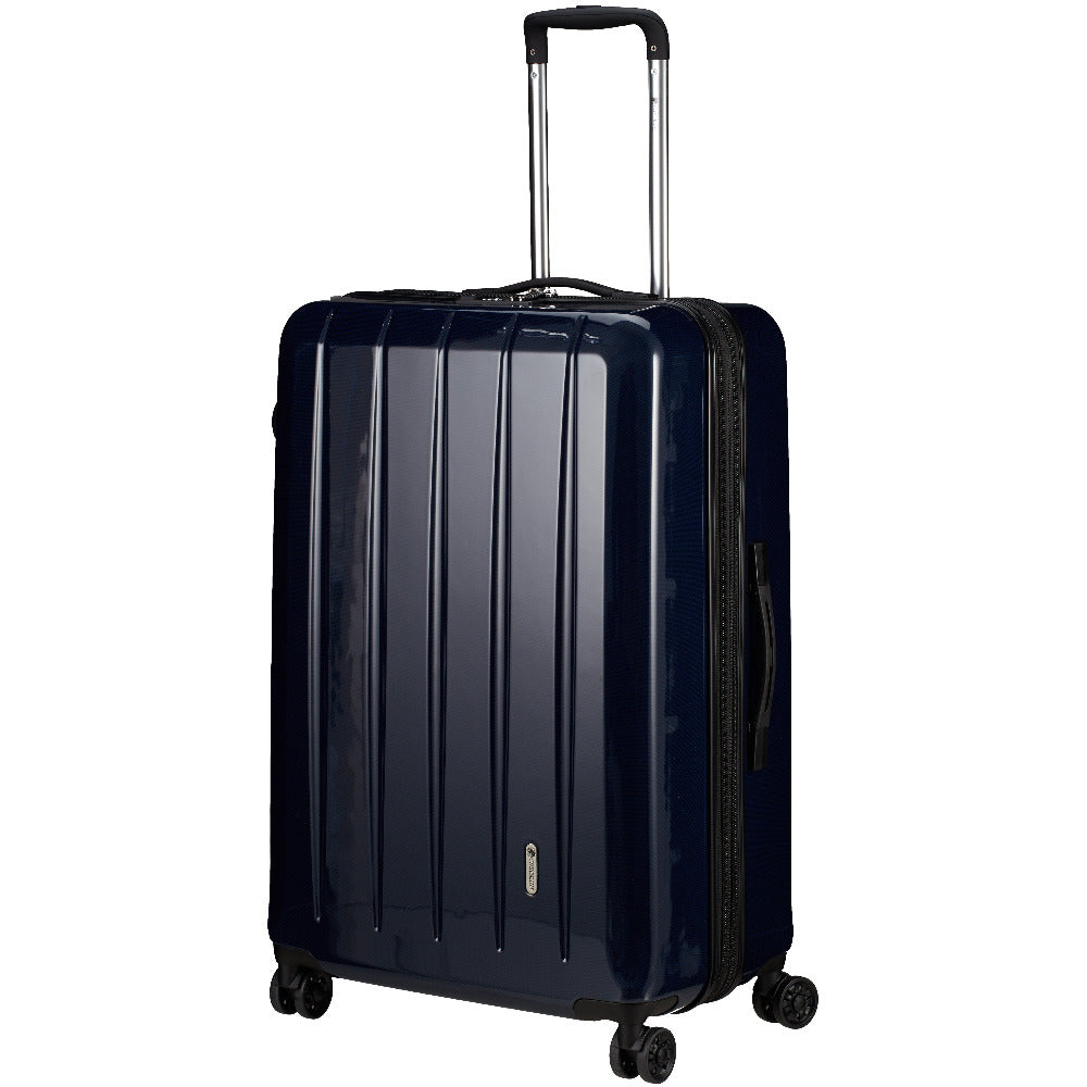Frontansicht eines blauen Hartschalen Trolleys