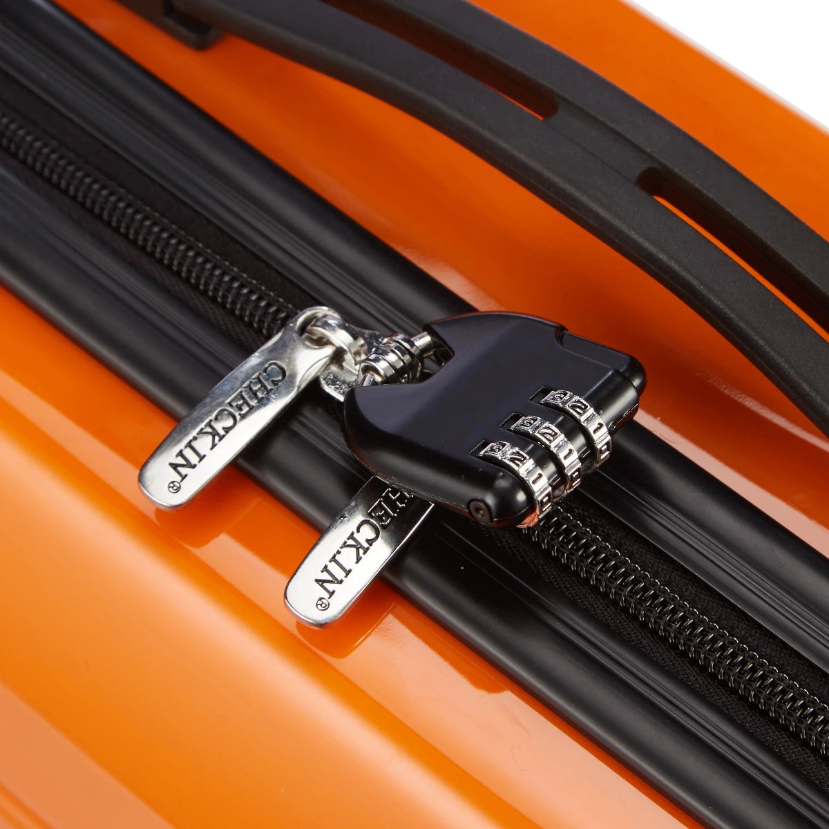 Check In London 2.0 Kosmetikkoffer 33 cm - Orange, Detailansicht, Vorhängeschloss mit Zahlenkombination