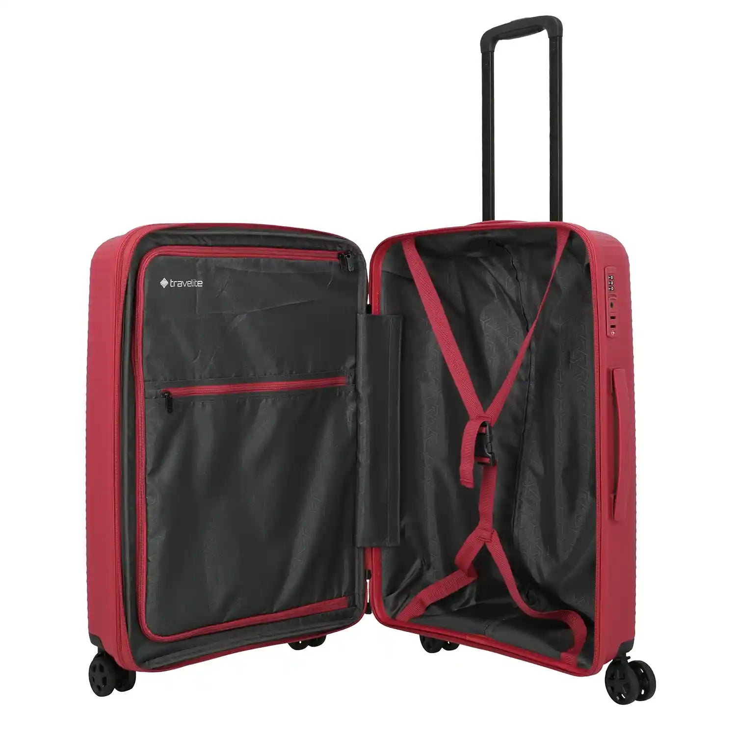 Travelite Air Stripe 4-Rollen Trolley M exp. 66 cm - Red
