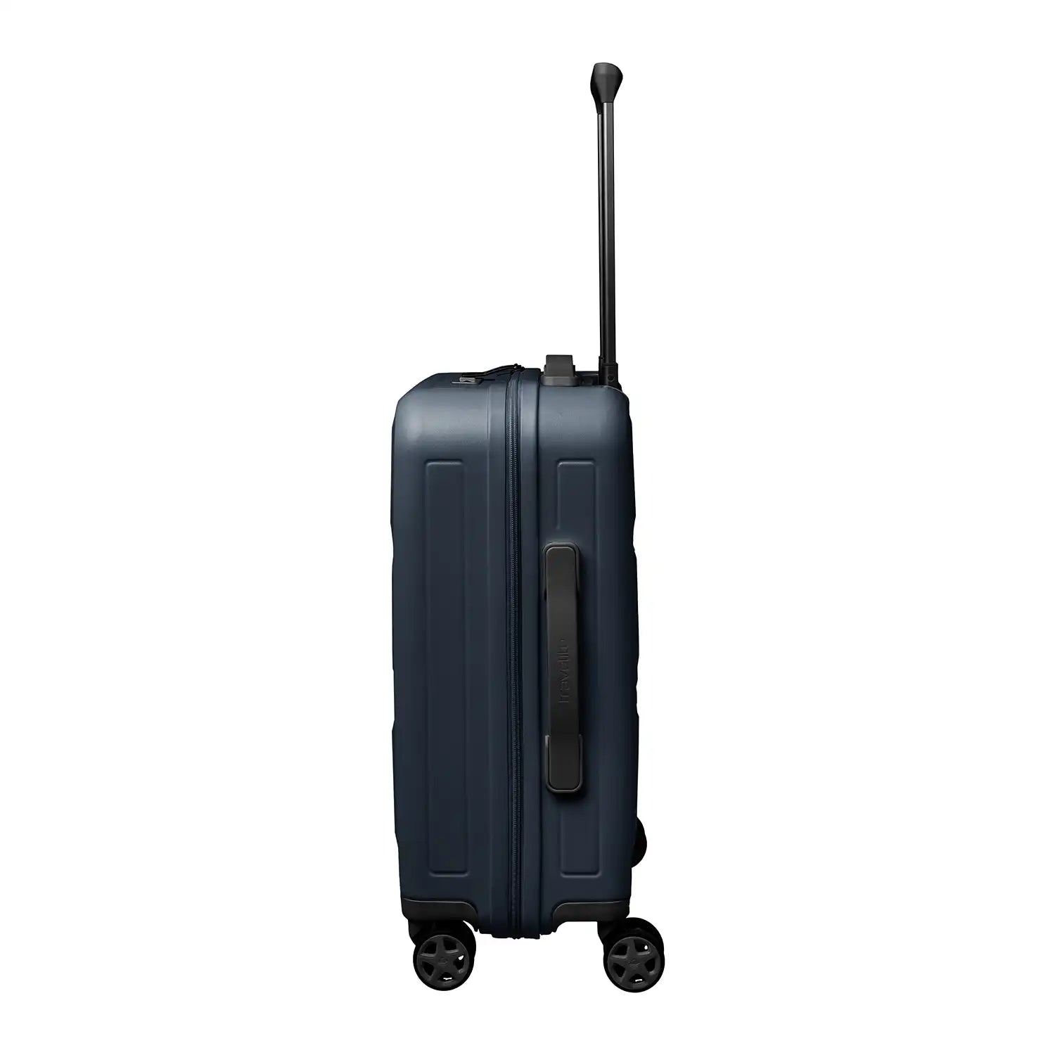 Seitenansicht des Travelite Panello Trolley S – Night Sky mit strukturiertem Hartschalenmaterial