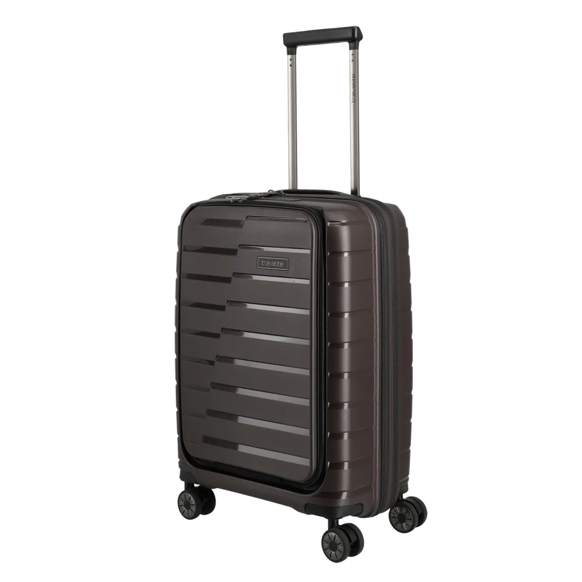 Travelite Air Base 4-Rollen Kabinentrolley mit Vortasche 55 cm - Coffee